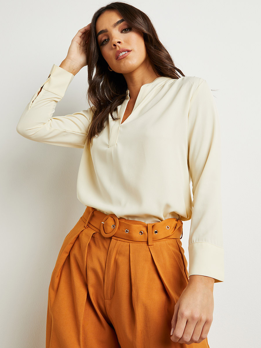 Styli Mandarin collar Long Sleeves Tunic Top-women-clothing-shirtsandblouses-blouses-image-1