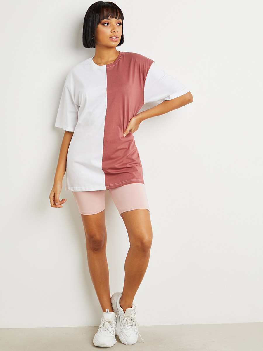 Styli Color Block Short Sleeves Oversized T-shirt-women-clothing-tshirts-image-2