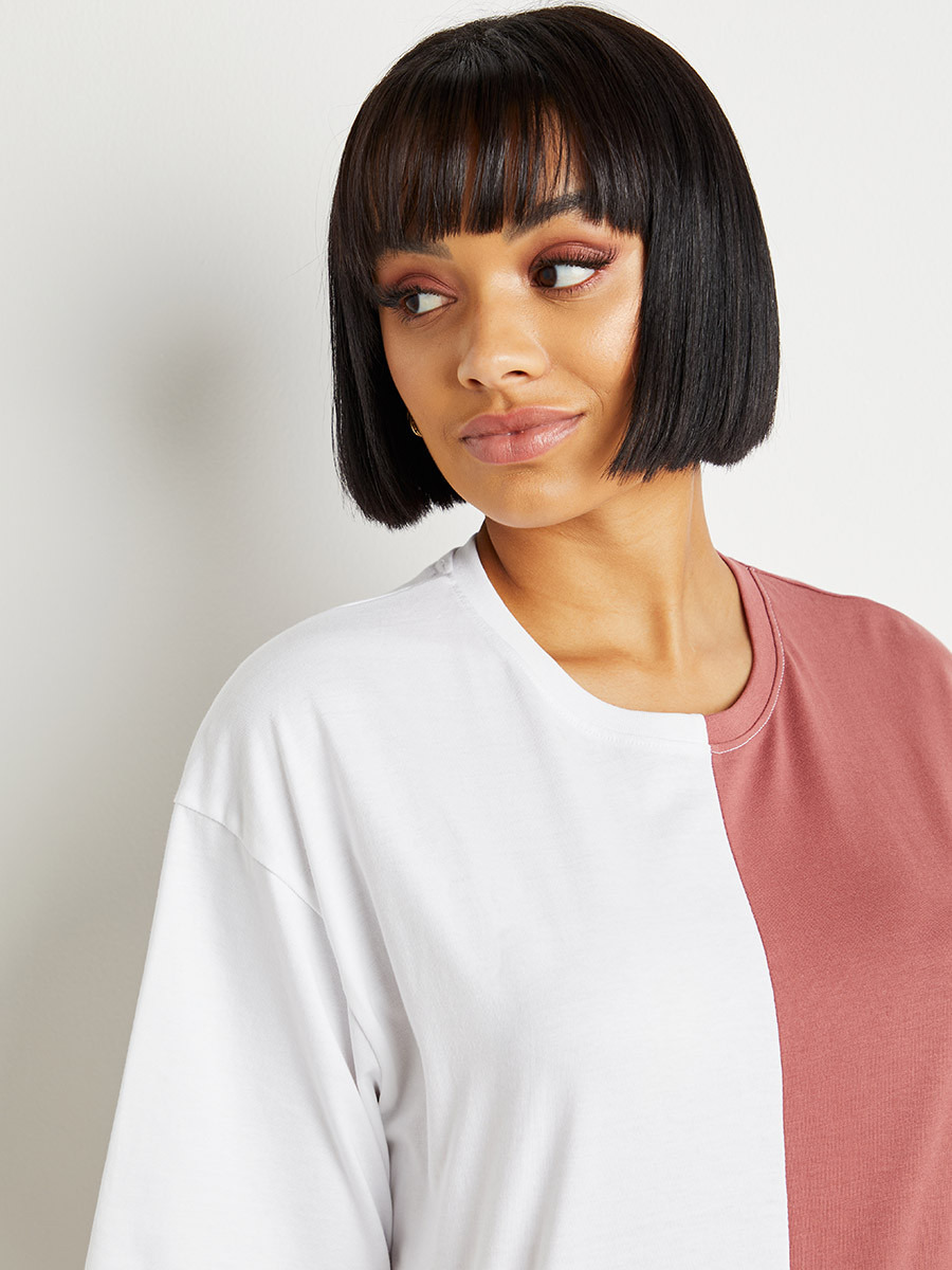 Styli Color Block Short Sleeves Oversized T-shirt-women-clothing-tshirts-image-3