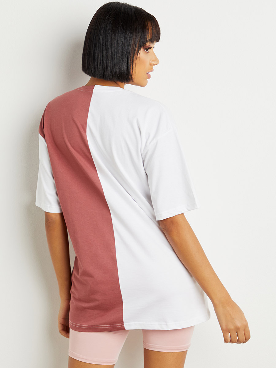 Styli Color Block Short Sleeves Oversized T-shirt-women-clothing-tshirts-image-4