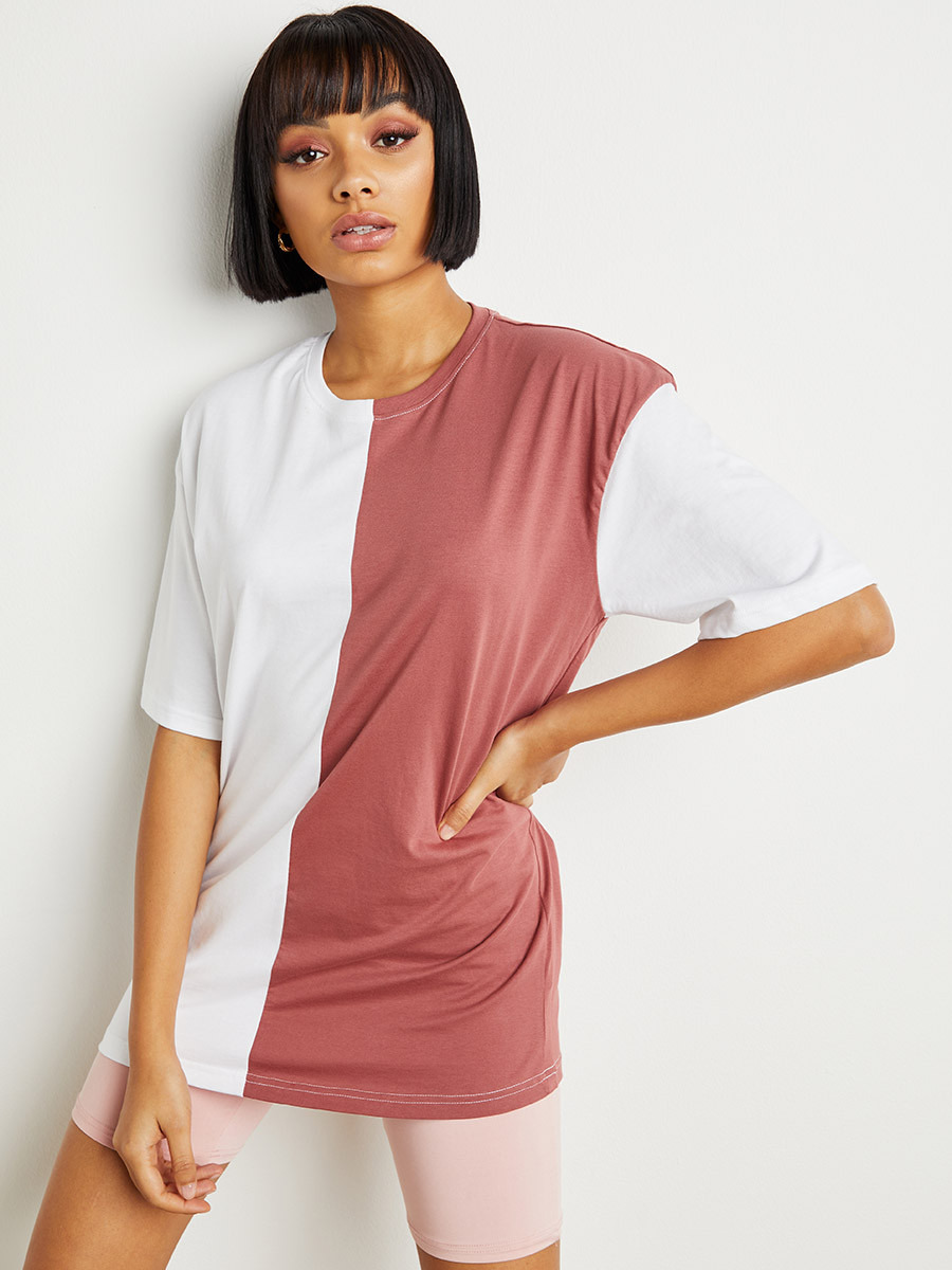 Styli Color Block Short Sleeves Oversized T-shirt-women-clothing-tshirts-image-5