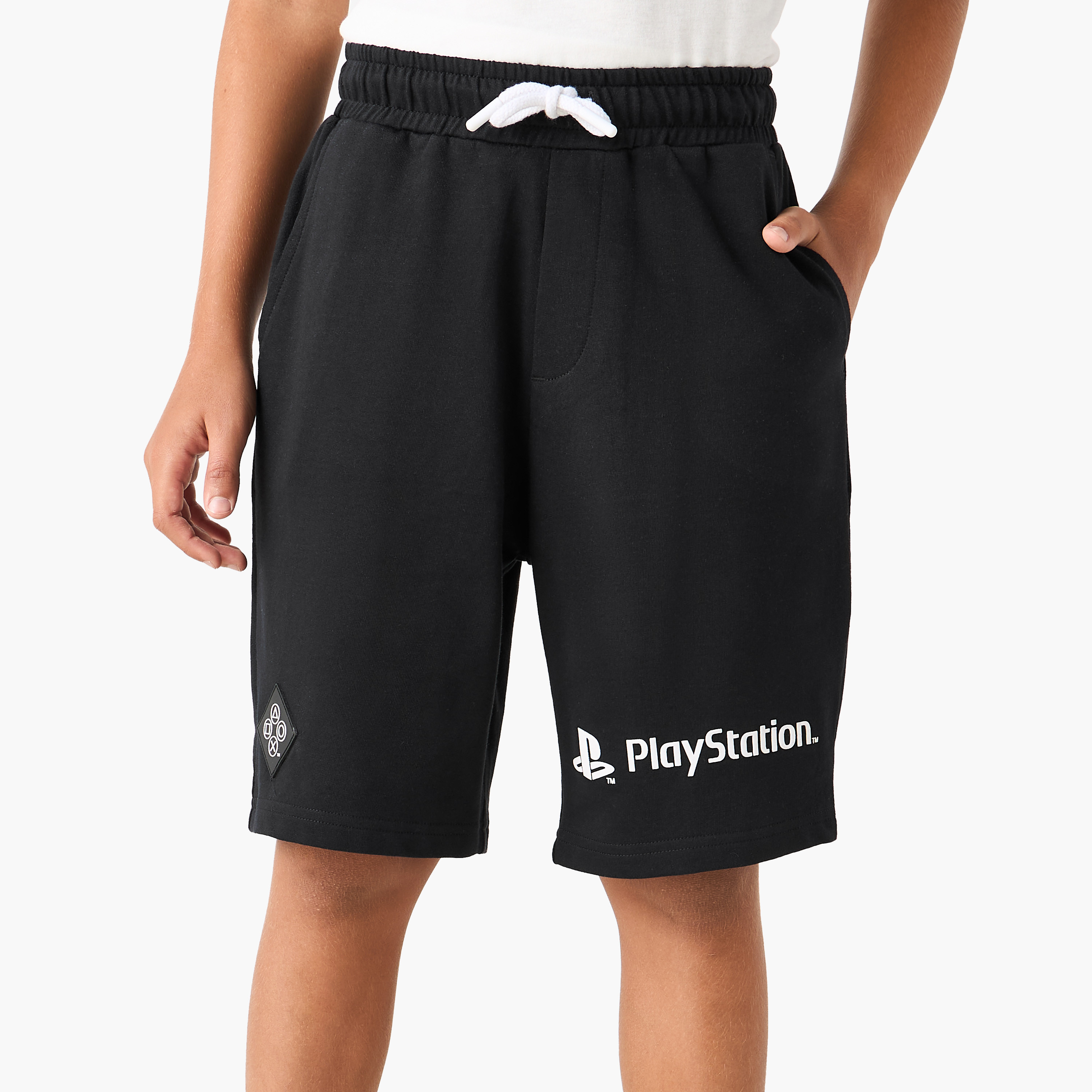 شورت بطبعات شعار بلاي ستيشن ورباط إغلاق وجيوب-boys-clothing-bottoms-shorts-image-4