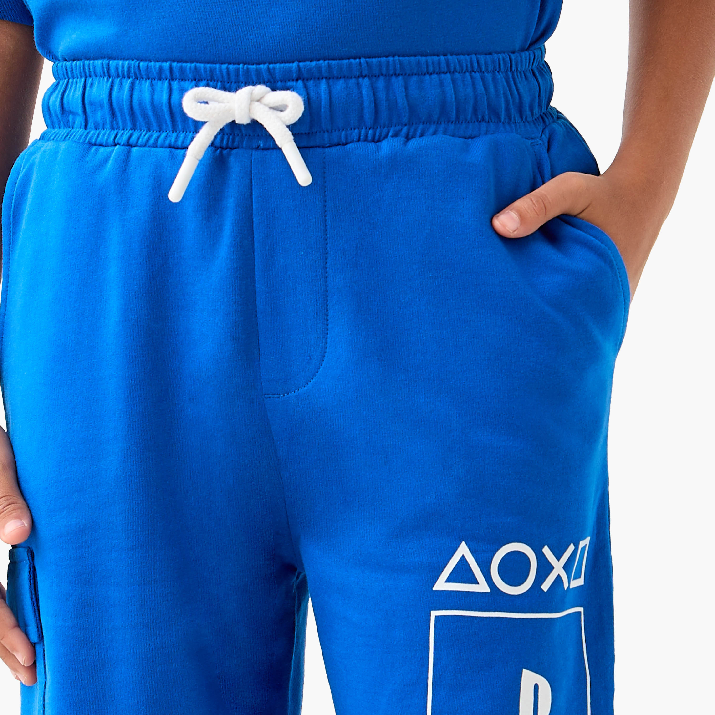 PlayStation Logo Print Shorts with Drawstring Closure and Pockets-boys-clothing-bottoms-shorts-image-4