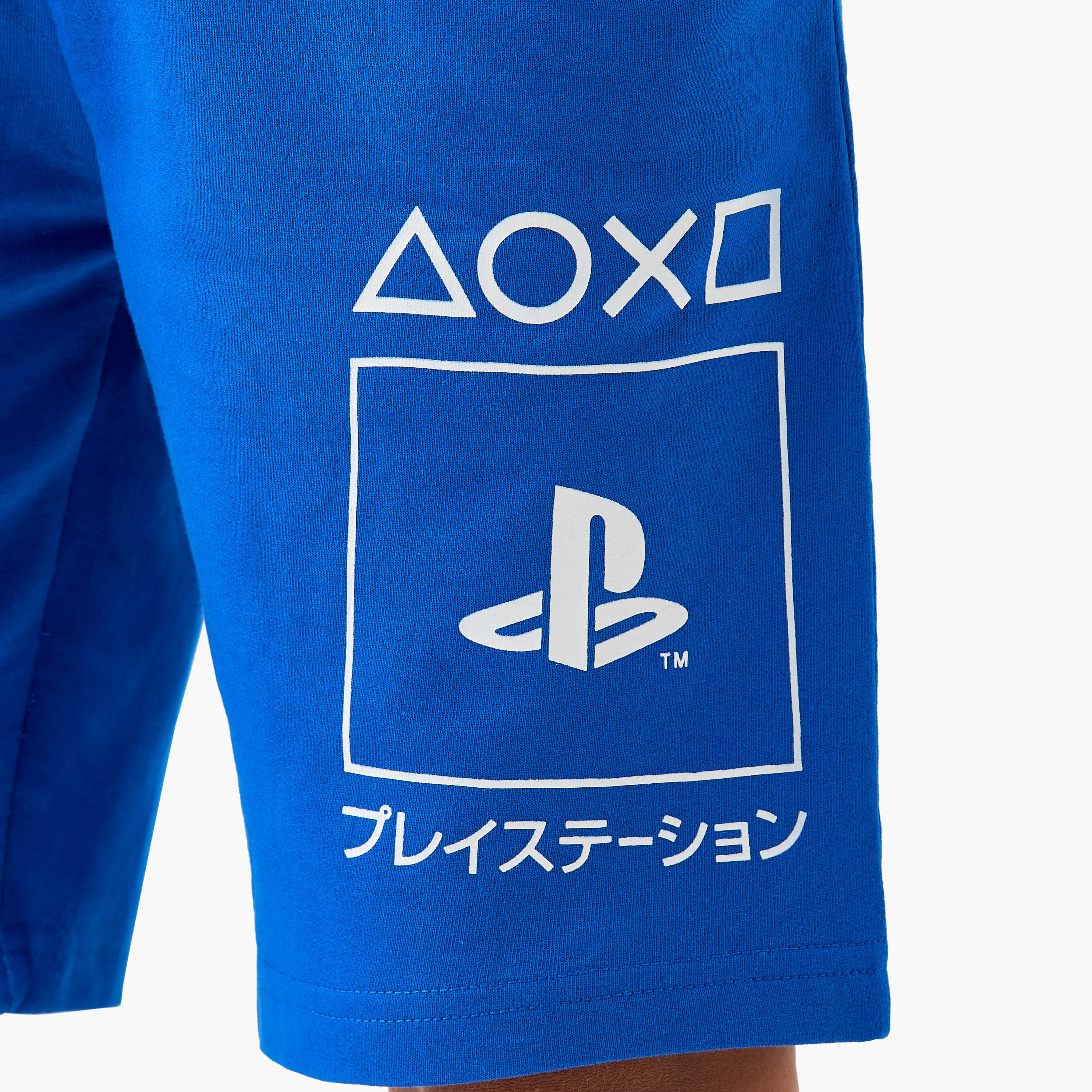 PlayStation Logo Print Shorts with Drawstring Closure and Pockets-boys-clothing-bottoms-shorts-image-5