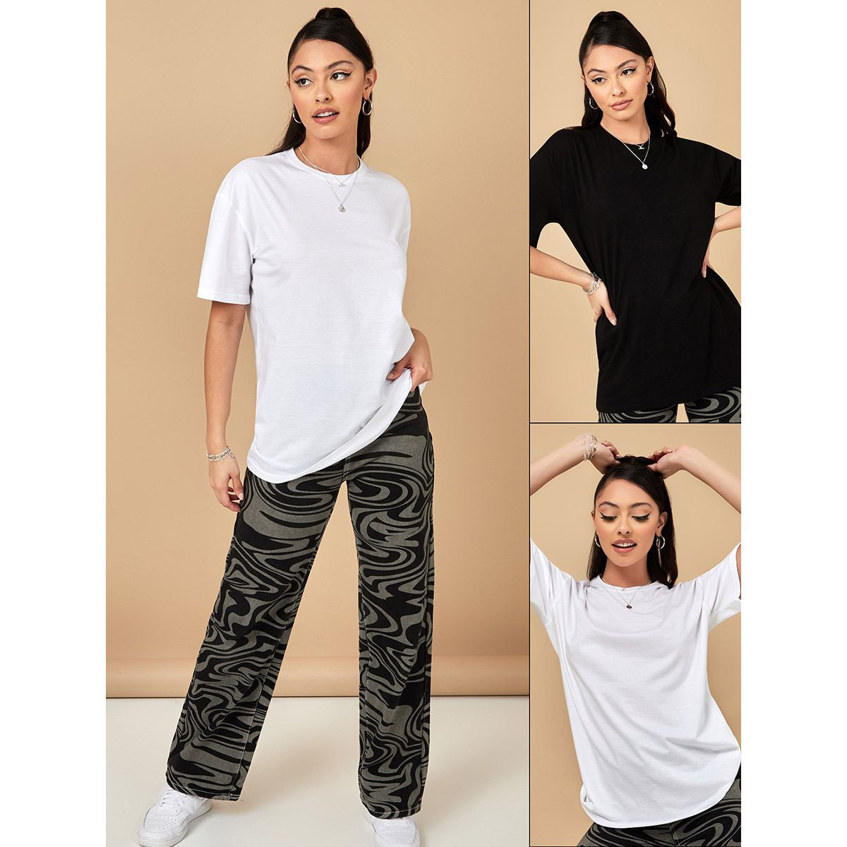 Styli Pack of 2 - Short Sleeves Oversized Longline T-shirt-women-clothing-tshirts-image-1