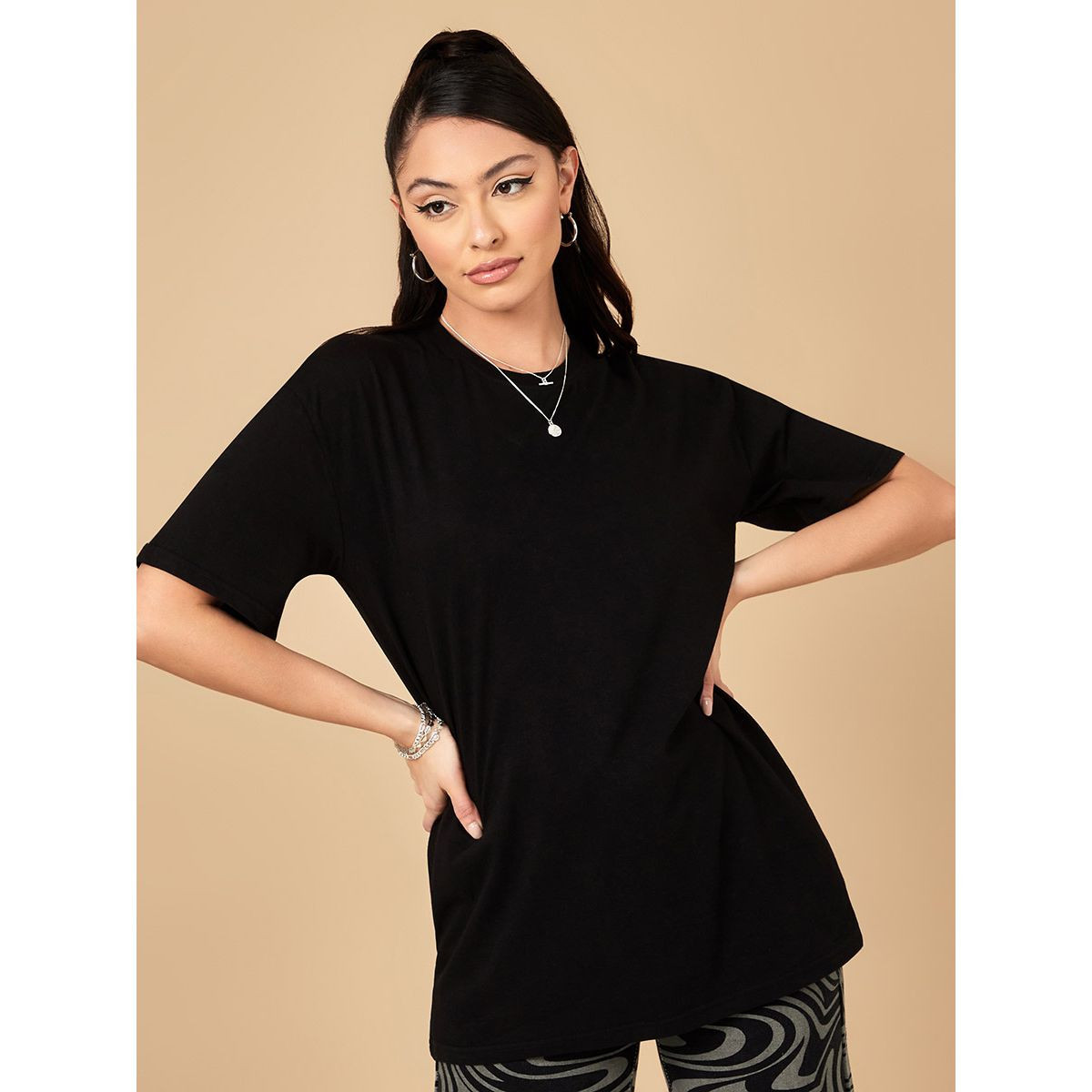 Styli Pack of 2 - Short Sleeves Oversized Longline T-shirt-women-clothing-tshirts-image-6