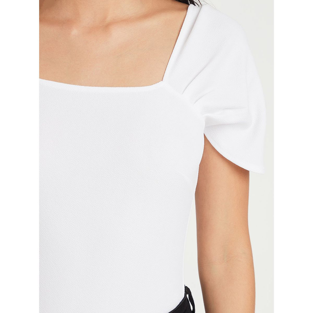 Styli Crepe Short Sleeves Bodysuit with Shoulder Ruched Detail-women-clothing-tshirts-image-4