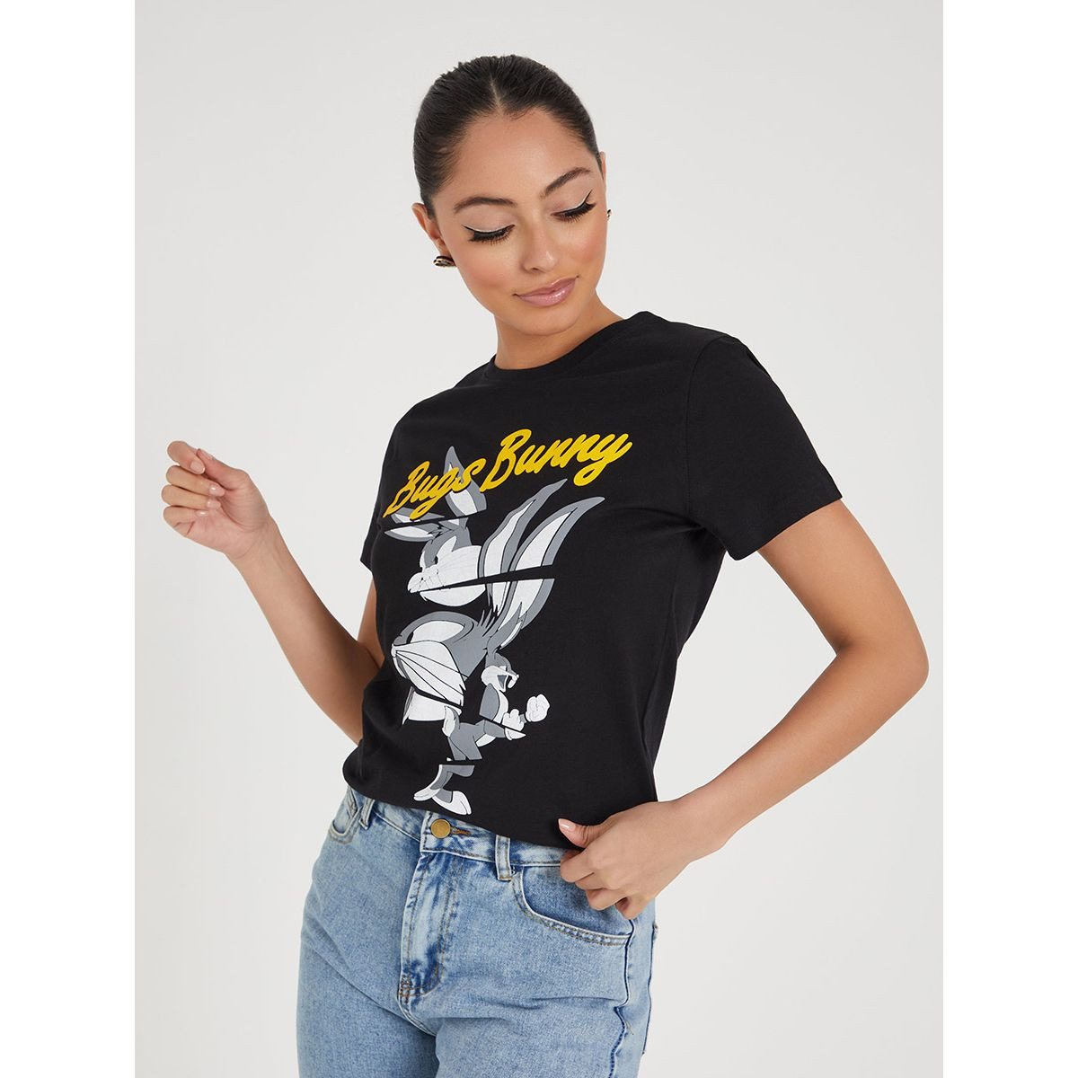 Styli Bugs Bunny Print Regular Fit T-shirt-women-clothing-tshirts-image-2