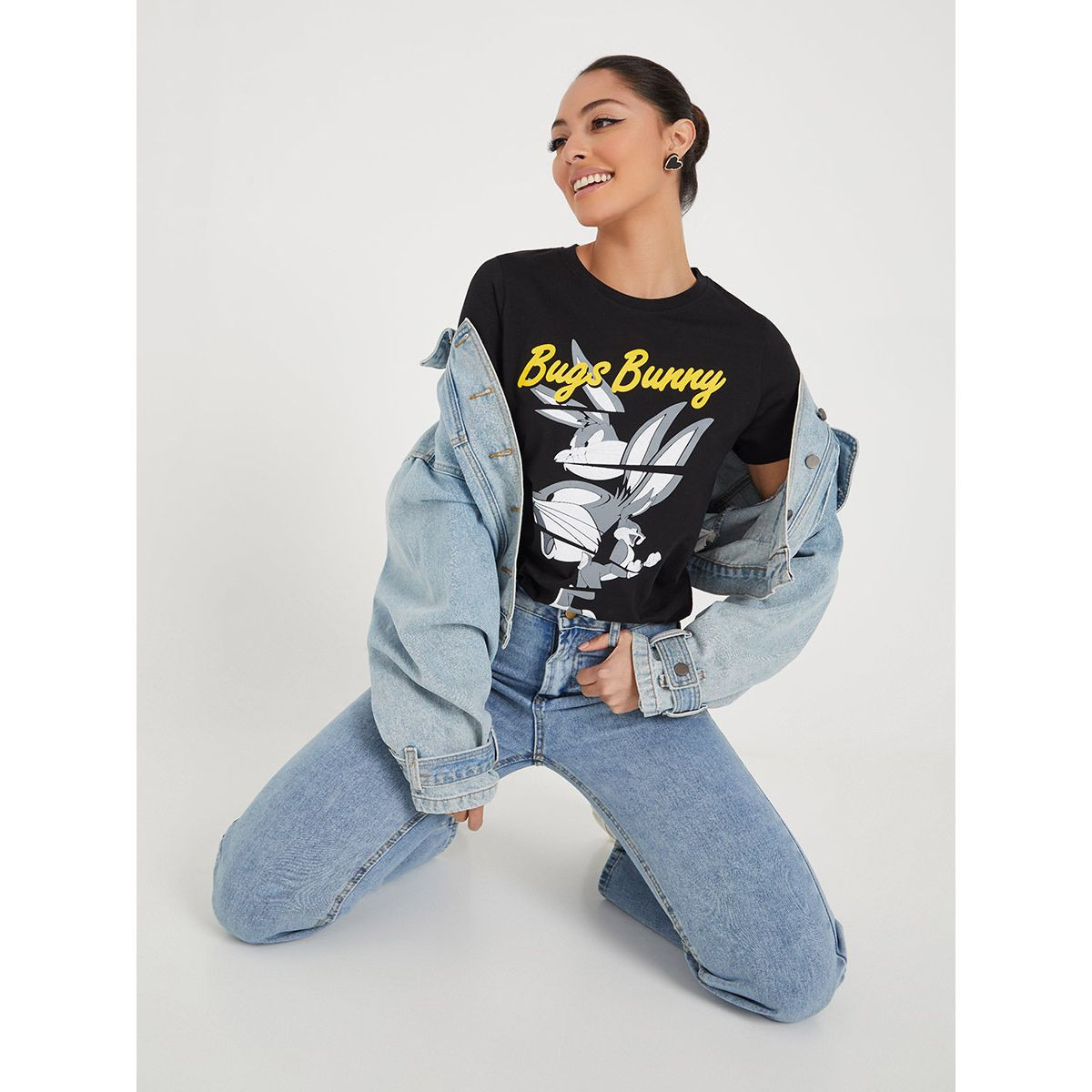Styli Bugs Bunny Print Regular Fit T-shirt-women-clothing-tshirts-image-3
