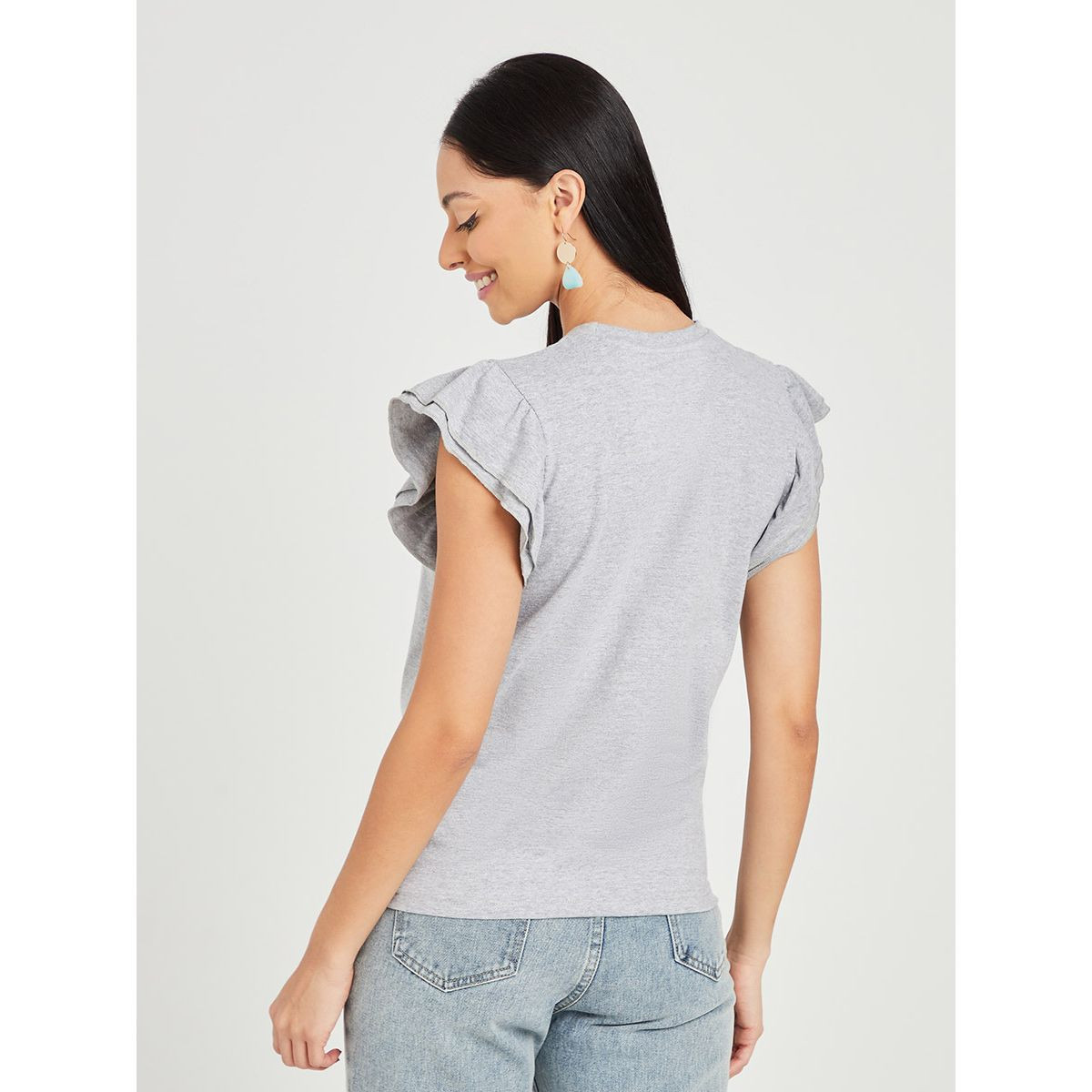 Styli Frill Sleeves Round Neck Graphic Print T-shirt-women-clothing-tshirts-image-5