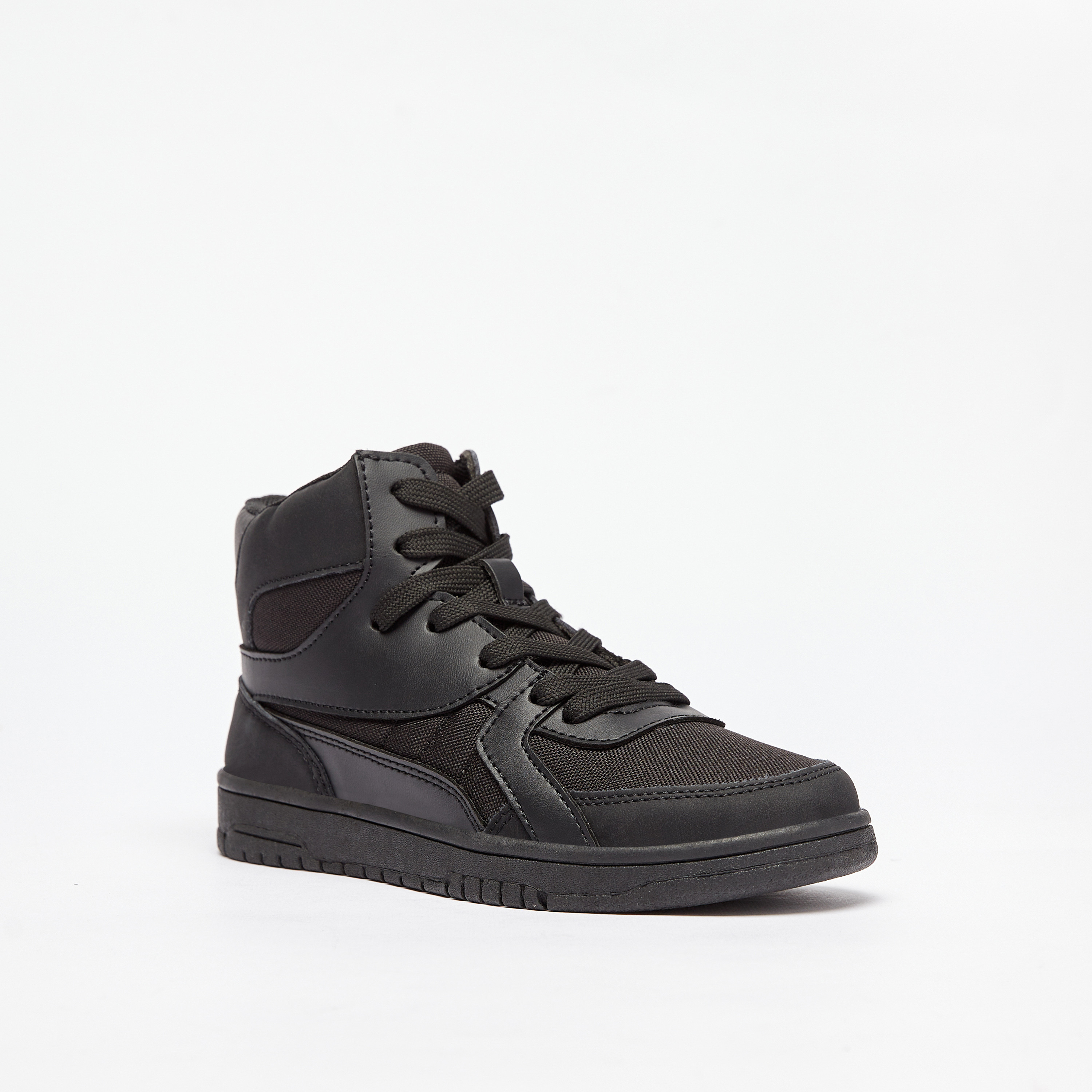 Mister Duchini Panelled High Top Sneakers with Zip Closure-boys-shoes-schoolshoes-image-1
