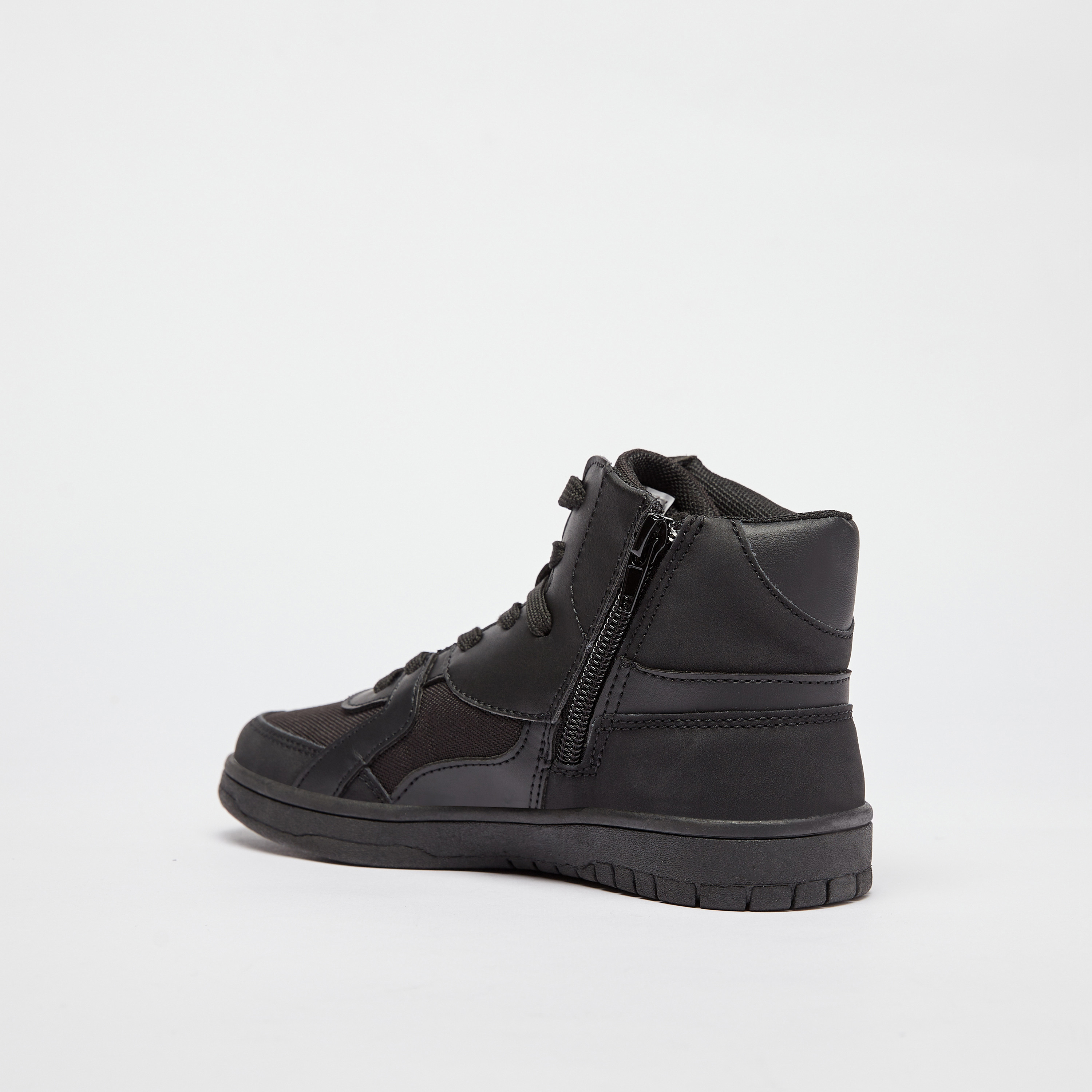 Mister Duchini Panelled High Top Sneakers with Zip Closure-boys-shoes-schoolshoes-image-13