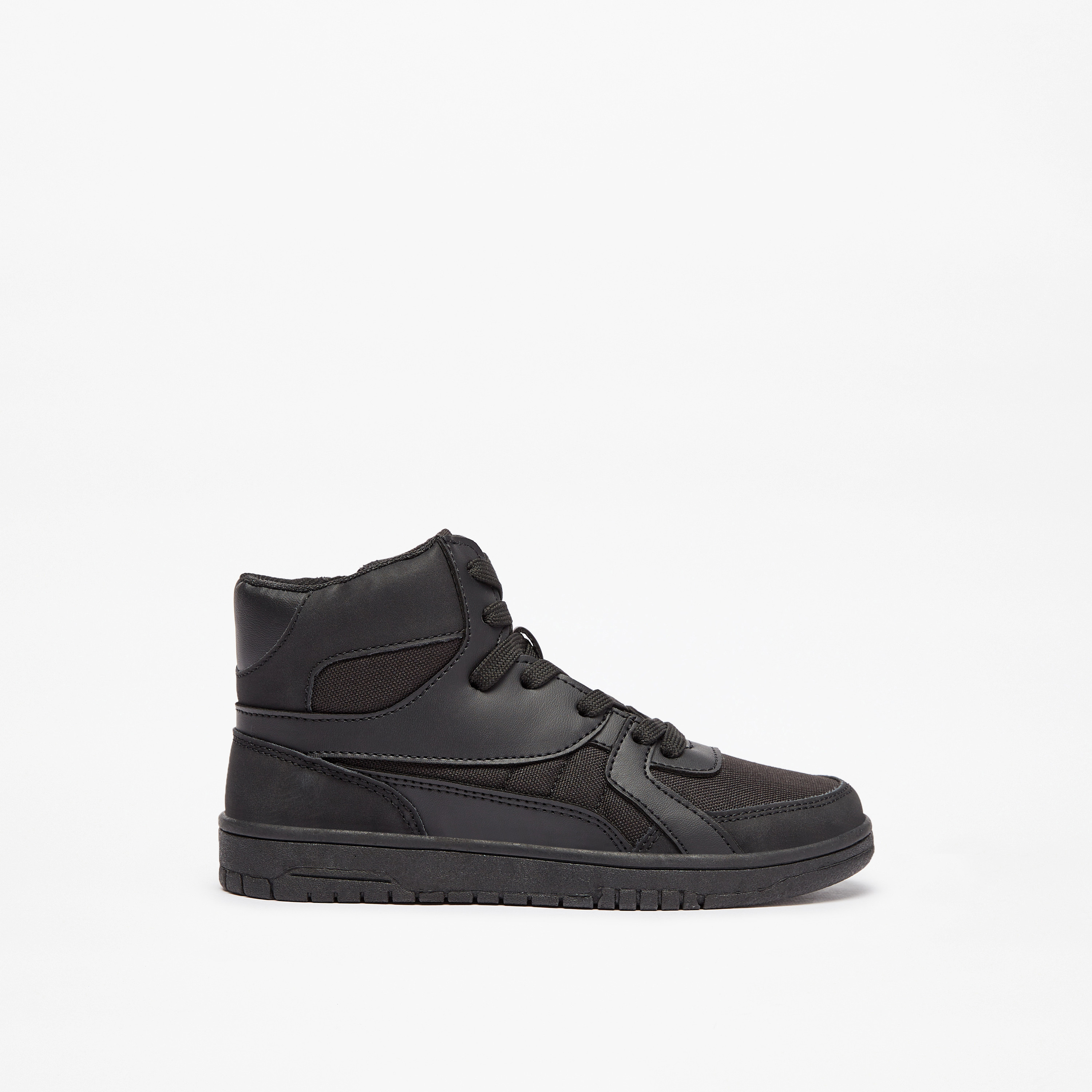 Mister Duchini Panelled High Top Sneakers with Zip Closure-boys-shoes-schoolshoes-image-3