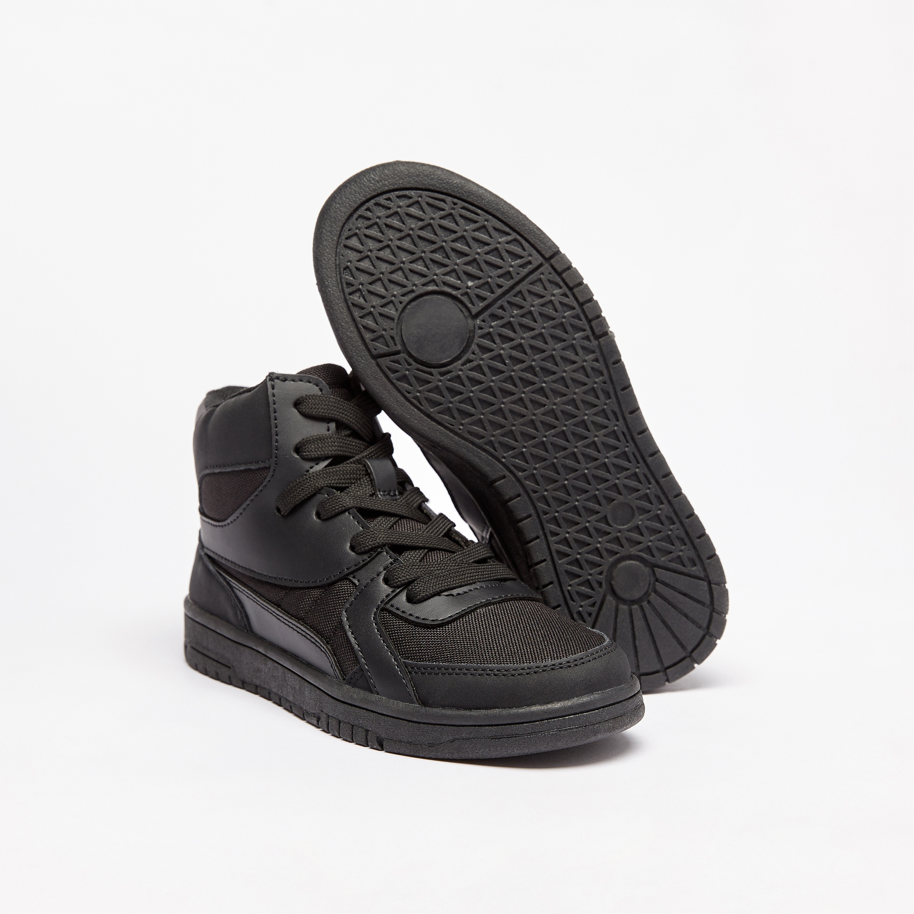 Mister Duchini Panelled High Top Sneakers with Zip Closure-boys-shoes-schoolshoes-image-15