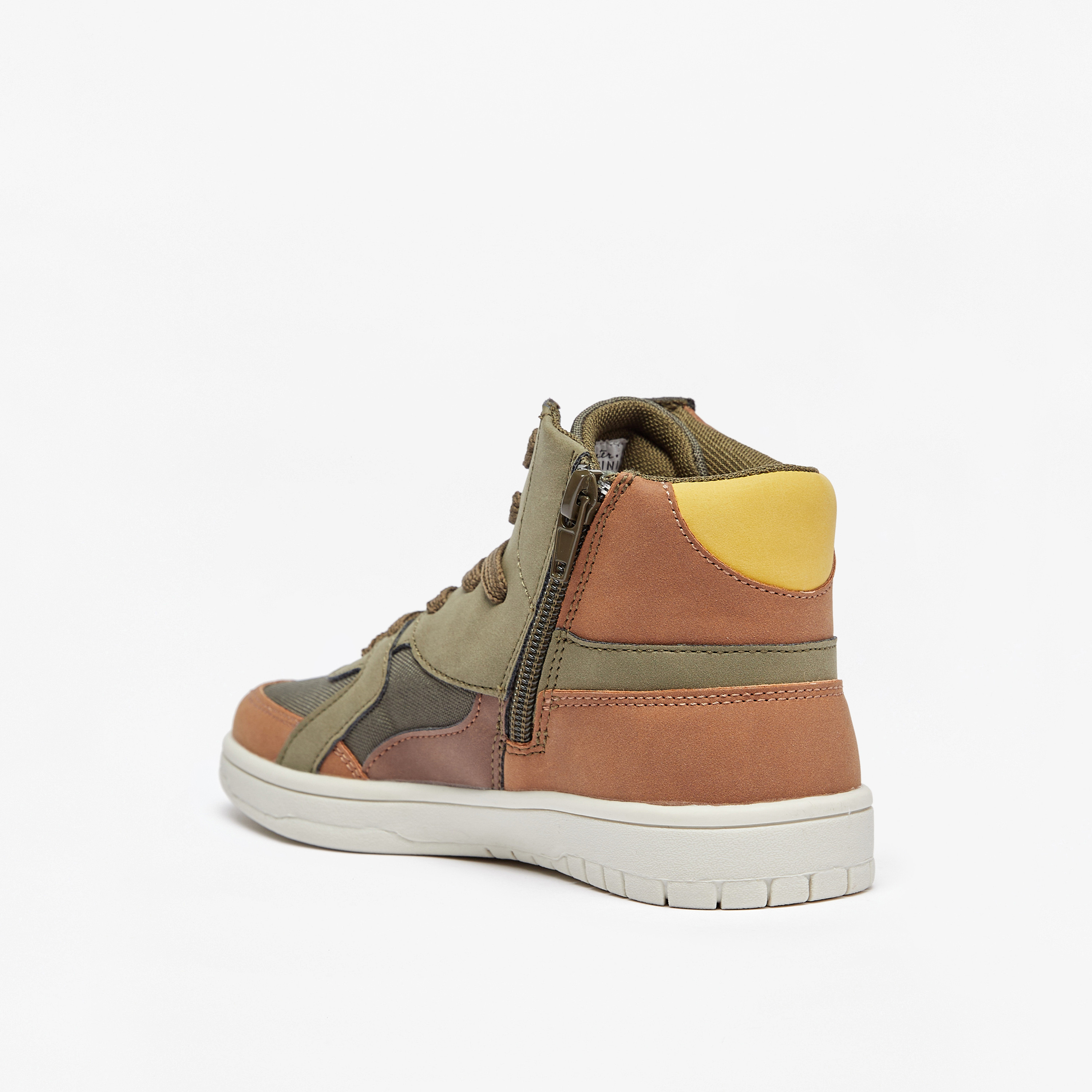 Mister Duchini Panelled High Top Sneakers with Zip Closure-boys-shoes-schoolshoes-image-8