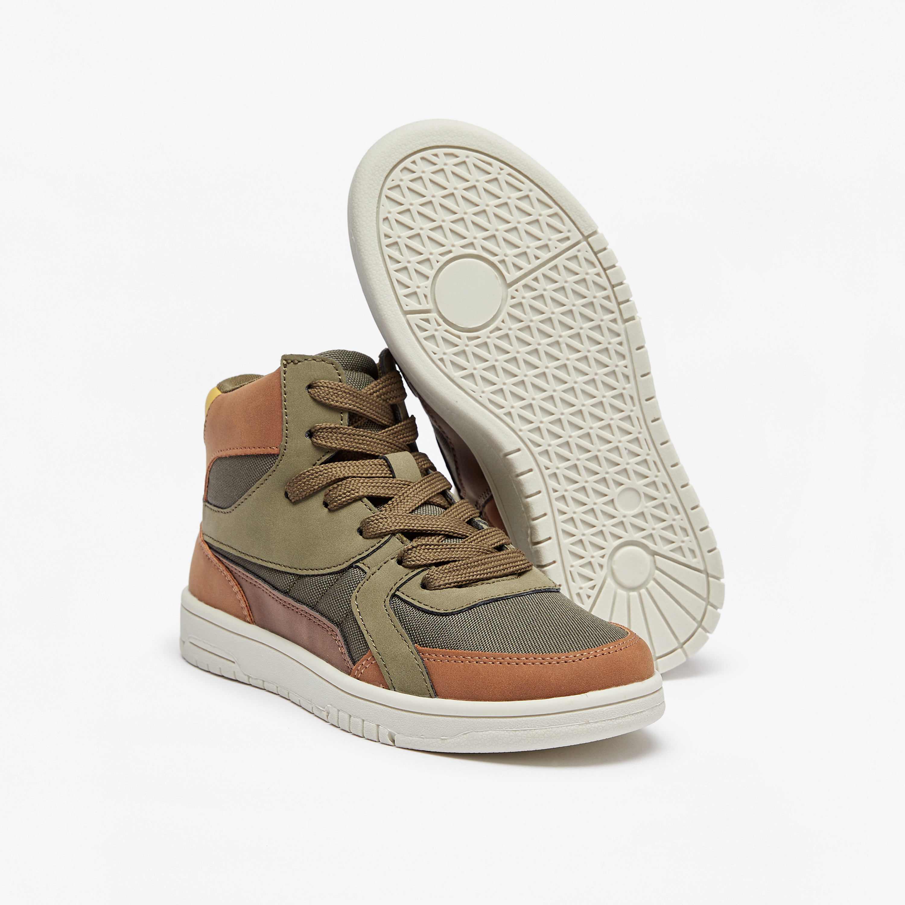 Mister Duchini Panelled High Top Sneakers with Zip Closure-boys-shoes-schoolshoes-image-10