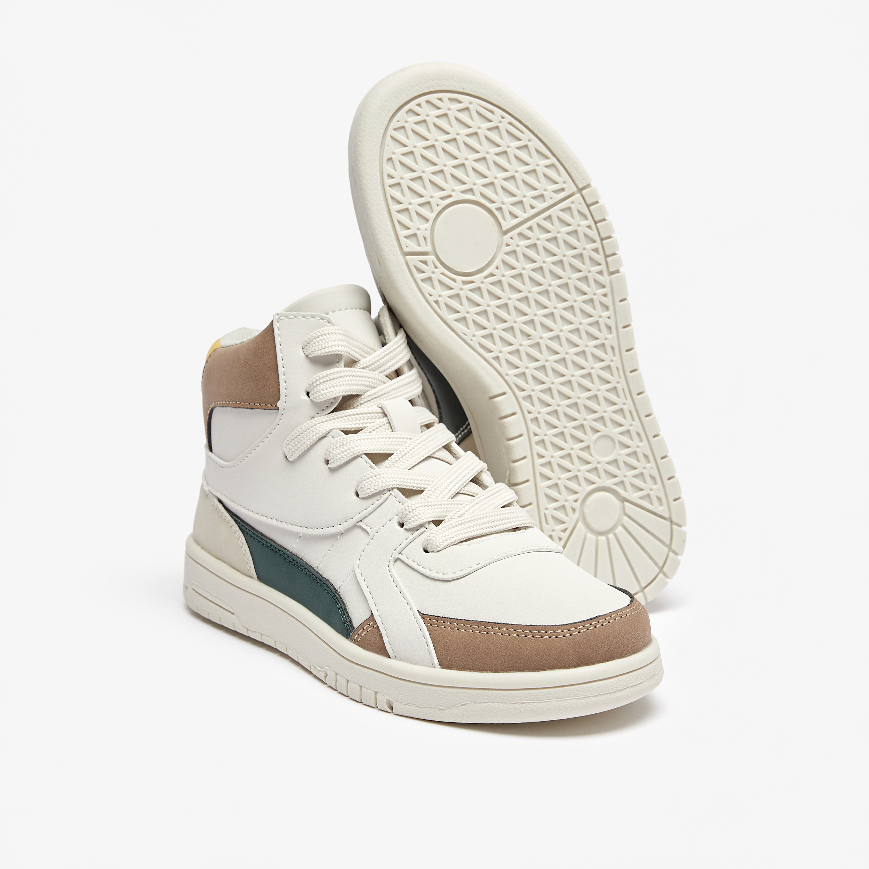 Mister Duchini Panelled High Top Sneakers with Zip Closure-boys-shoes-schoolshoes-image-4