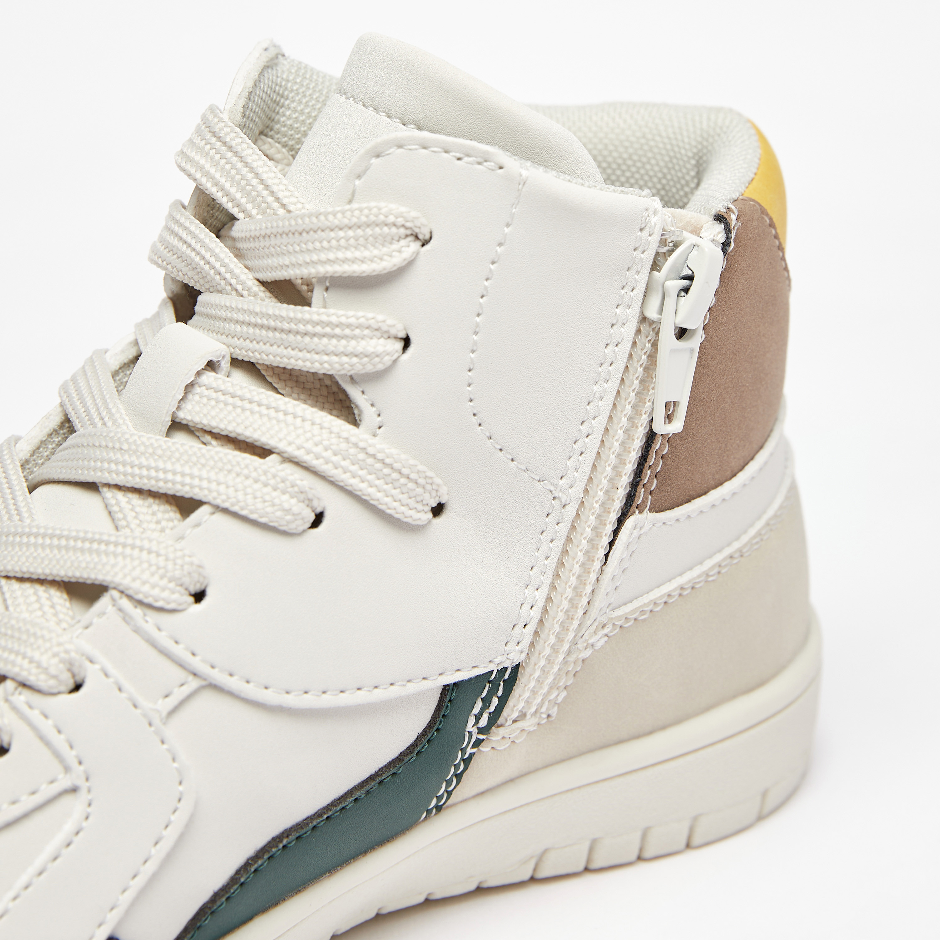 Mister Duchini Panelled High Top Sneakers with Zip Closure-boys-shoes-schoolshoes-image-5