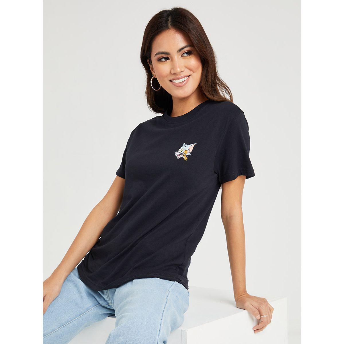 Styli WB Short Sleeves Tom and Jerry Print Regular Fit T-shirt-women-clothing-tshirts-image-1