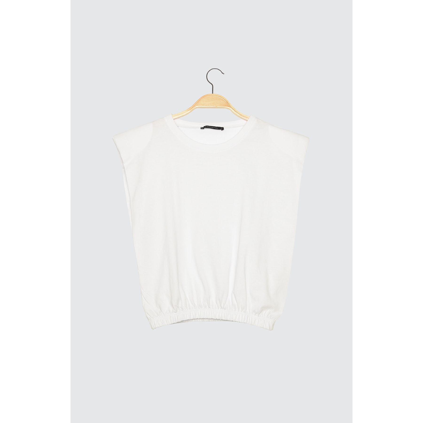 Trendyol Padded Shoulder Sleeveless Elastic Hem Cotton Crop T-shirt-women-clothing-tshirts-image-6