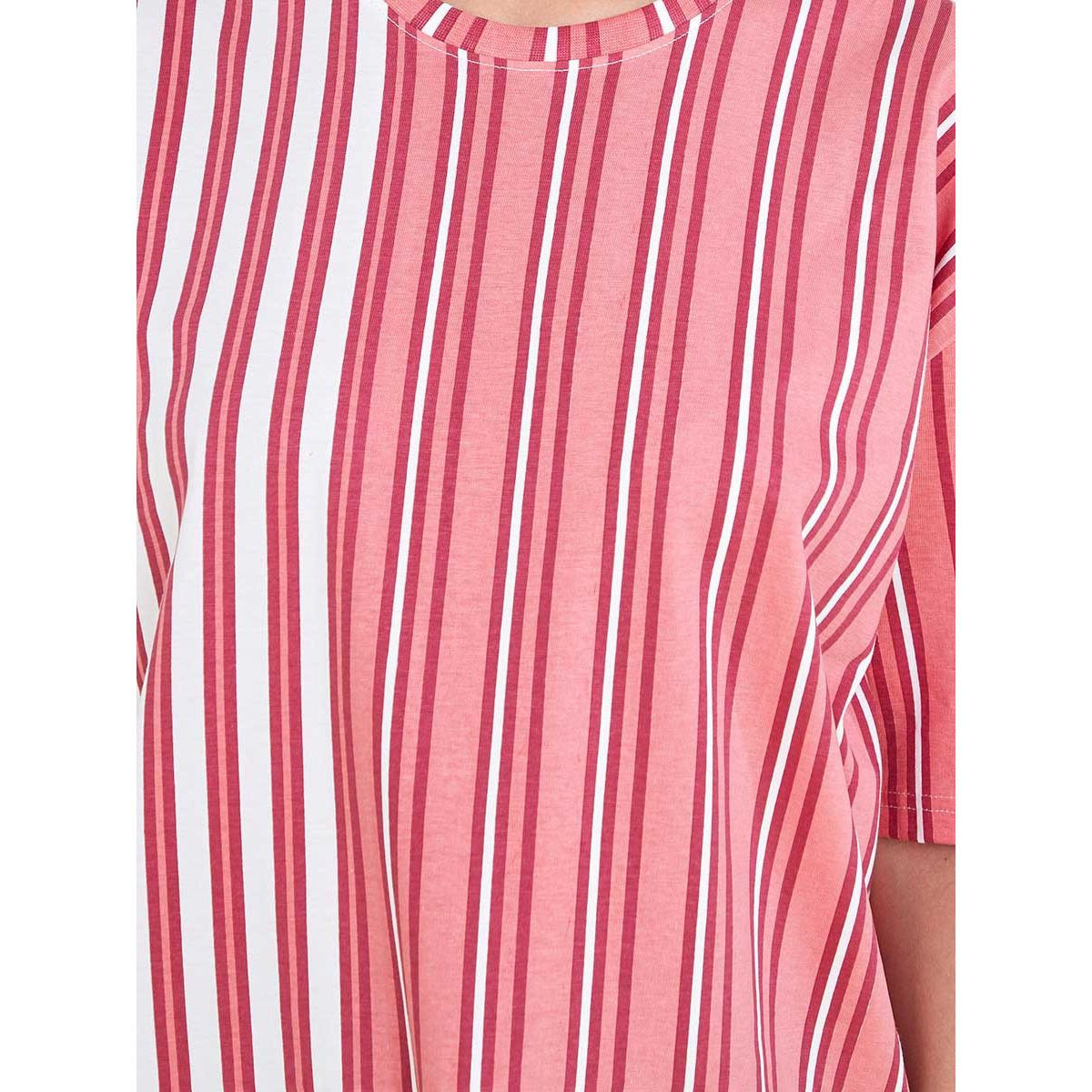 Styli Short Sleeves Colorblock Striped Oversized Longline T-shirt-women-clothing-tshirts-image-3