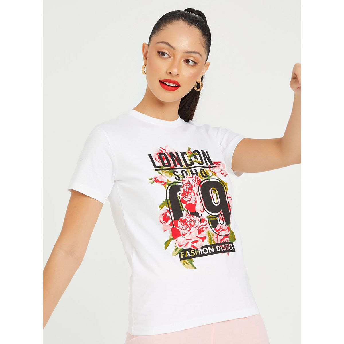 تيشيرت بقصة عادية واكمام قصيرة-women-clothing-tshirts-image-1