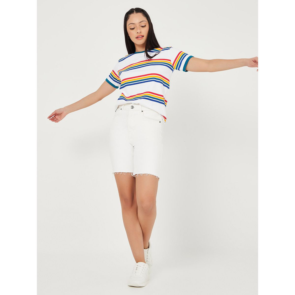 Styli Short Sleeves AOP Stripe Regular Fit T-shirt-women-clothing-tshirts-image-2