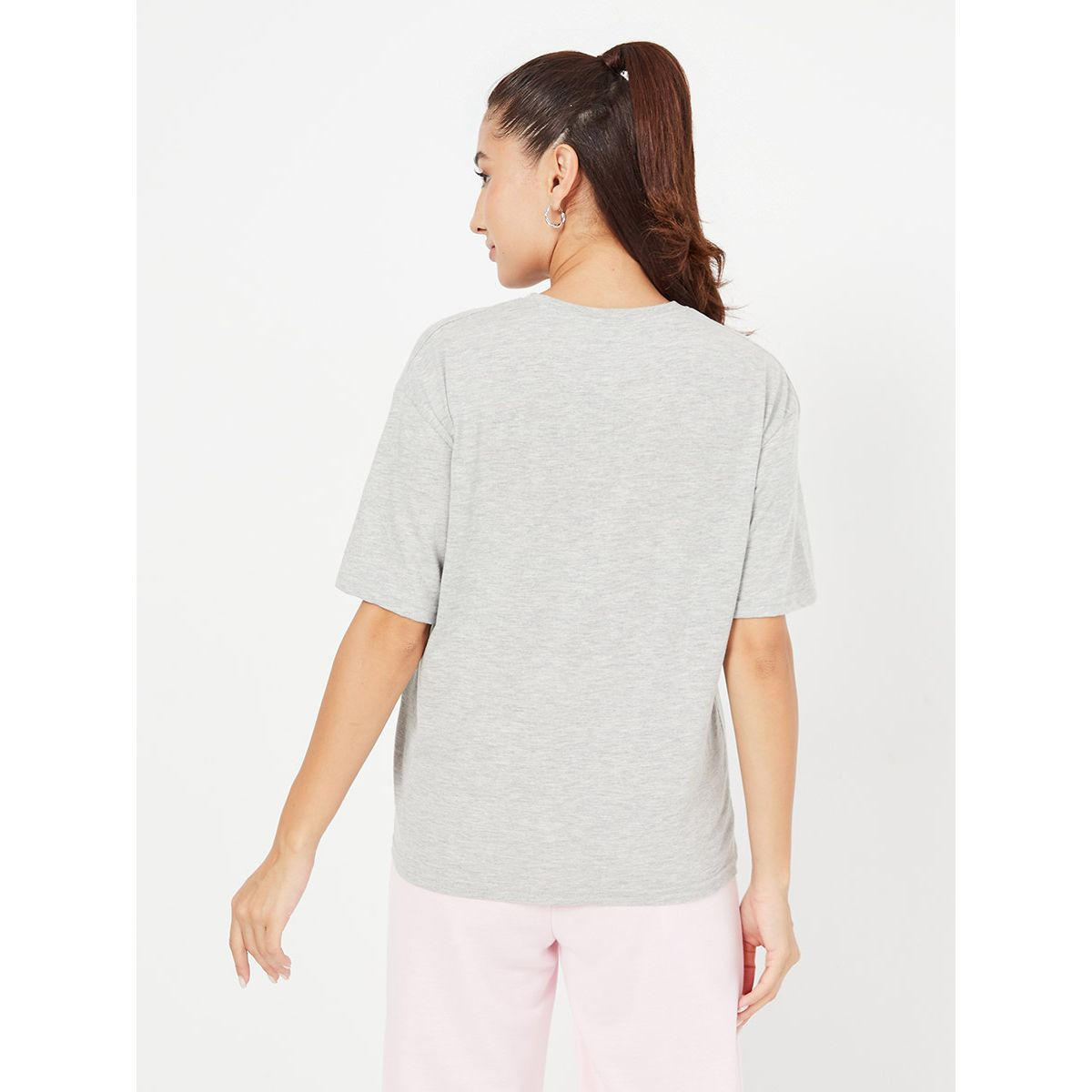 Styli Short Sleeves Faux Leather Pocket Boxy Fit T-shirt-women-clothing-tshirts-image-5