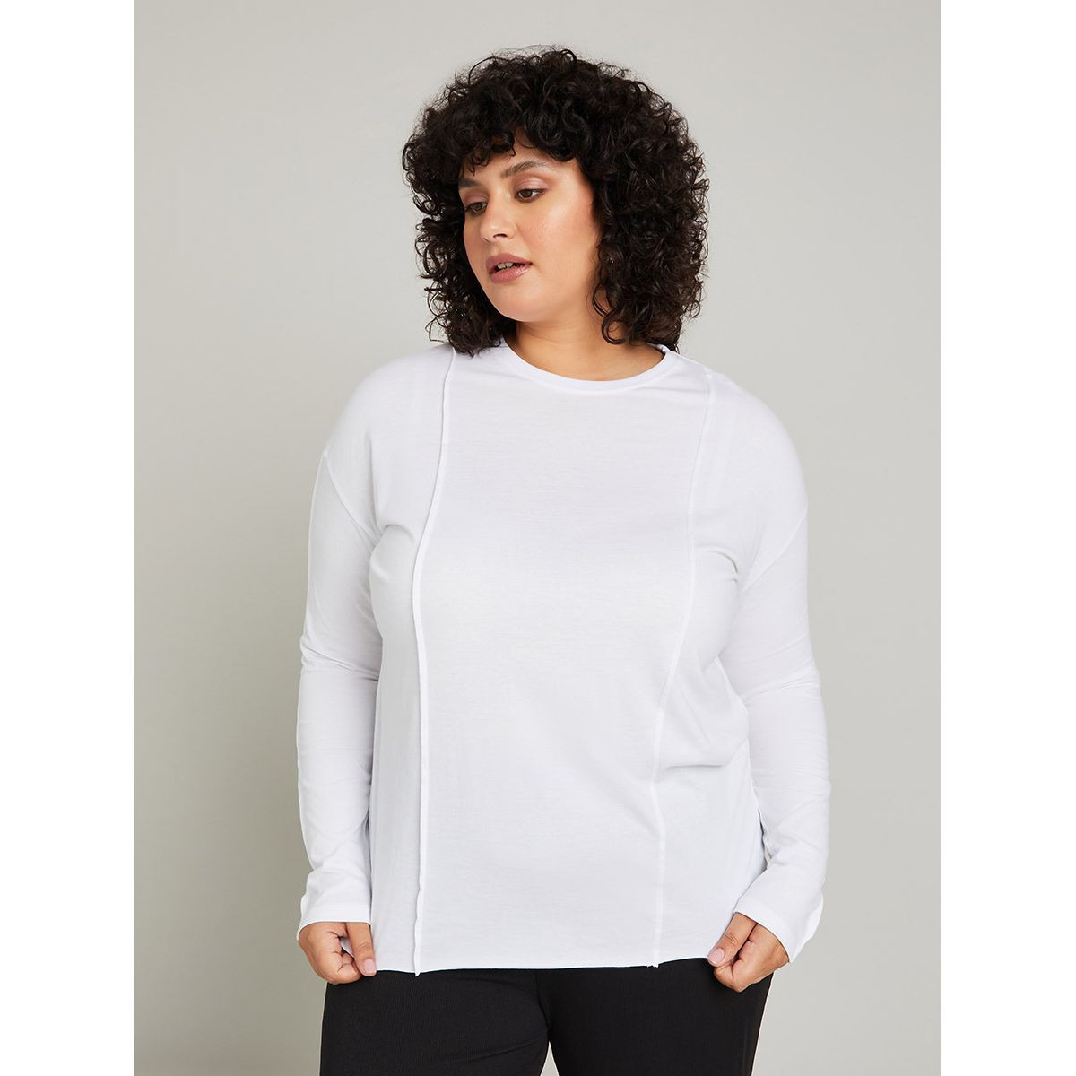 تيشيرت بقصة واسعة واكمام طويلة-women-clothing-tshirts-image-1
