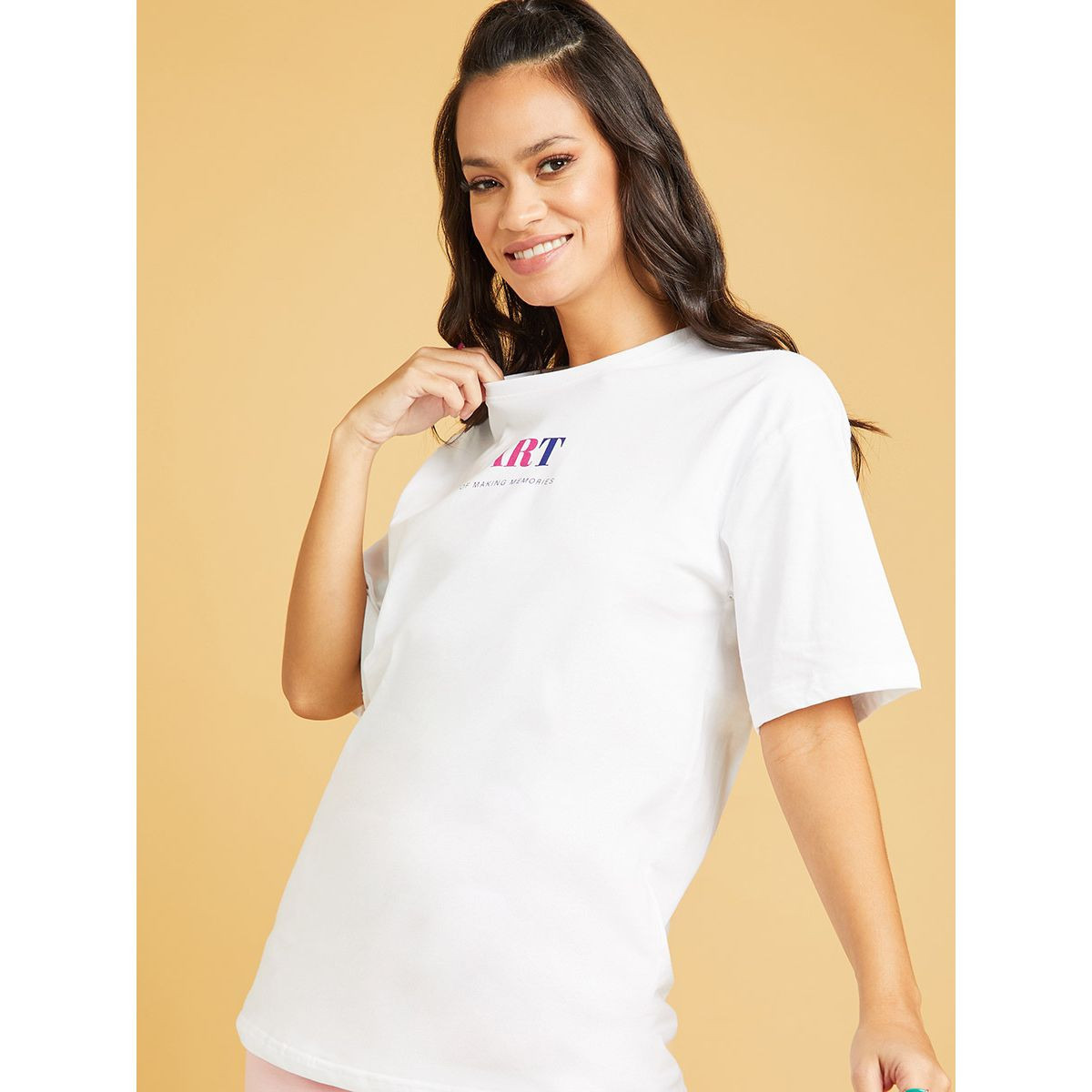 Styli Short Sleeves Geo Back Graphic Print Oversized Longline T-shirt-women-clothing-tshirts-image-2
