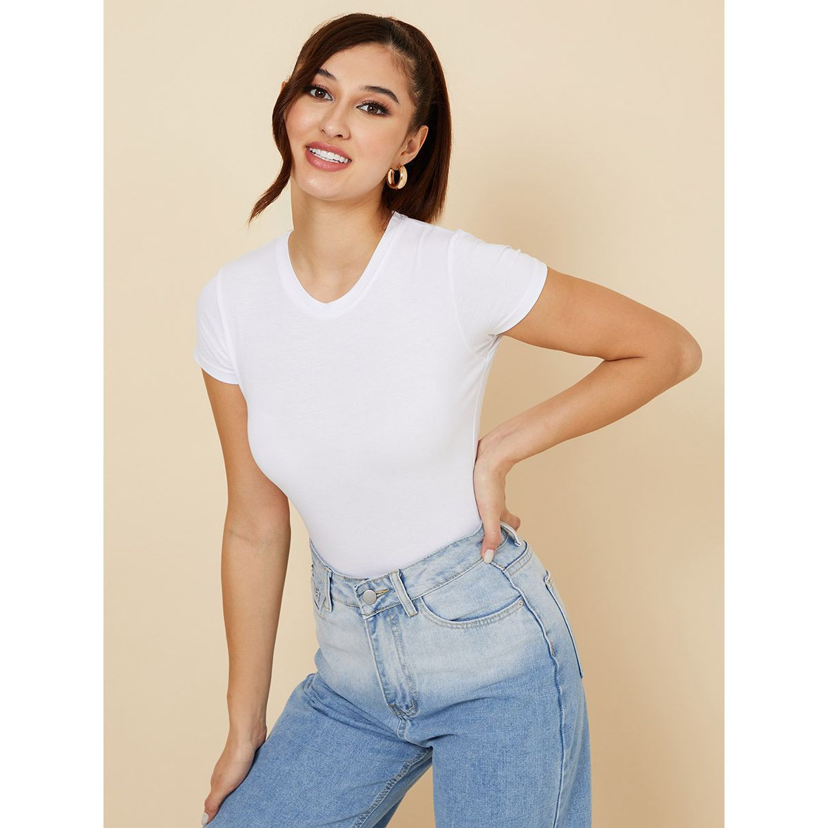 Styli Short Sleeves Round Neck Bodysuit-women-clothing-tshirts-image-3