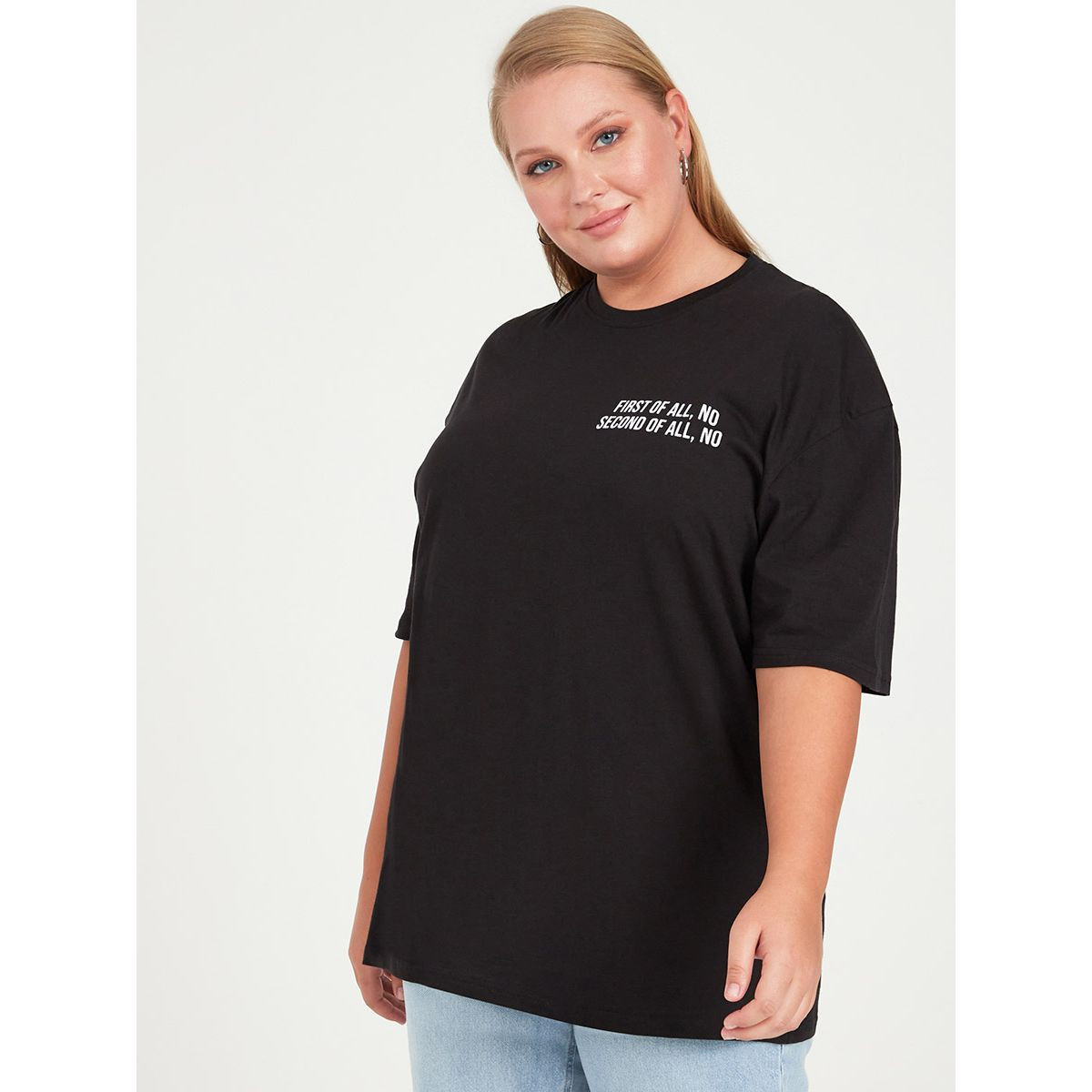 تيشيرت واسع مطبع بكتابة-women-clothing-tshirts-image-1