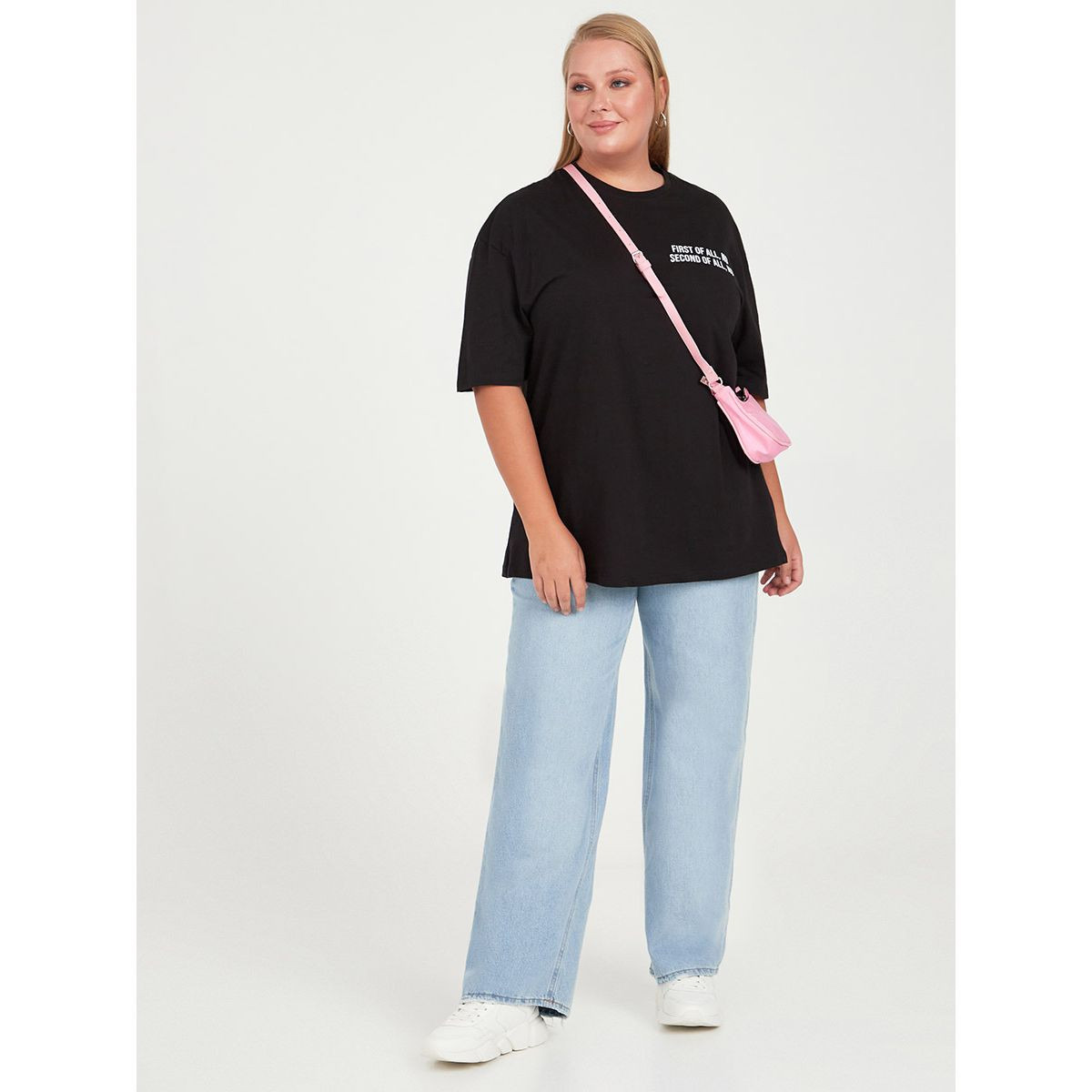 تيشيرت واسع مطبع بكتابة-women-clothing-tshirts-image-2