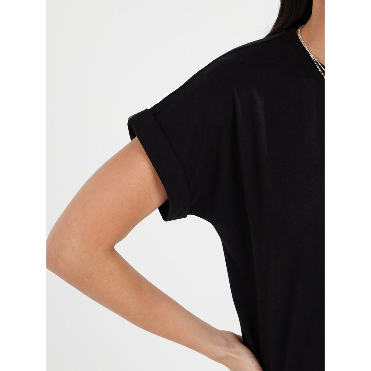 Styli Wide Shoulder Roll-Up Detail Regular Length Boxy T-shirt-women-clothing-tshirts-image-3