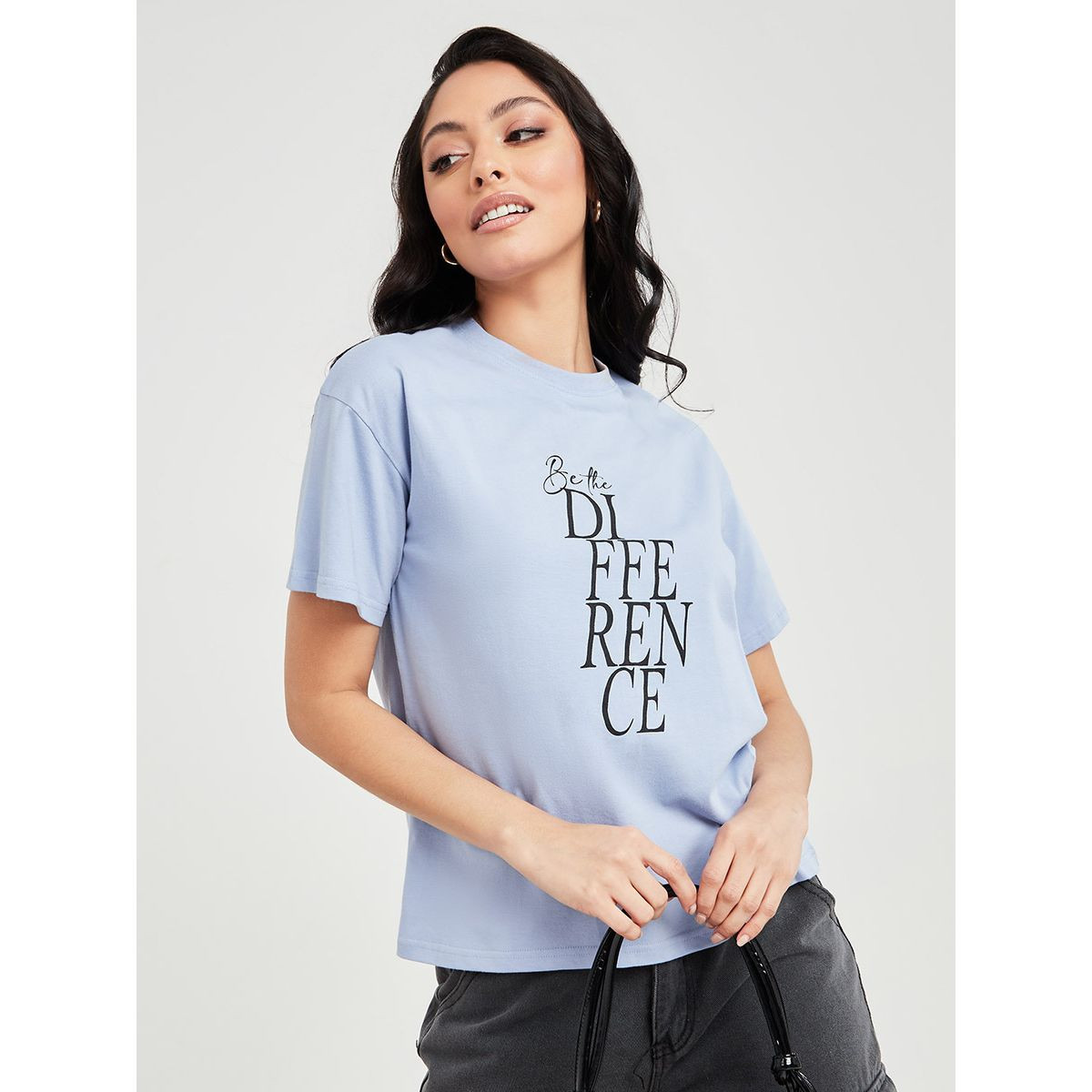 تيشيرت مطبع بكتابة واكمام قصيرة من ريد تايب-women-clothing-tshirts-image-1