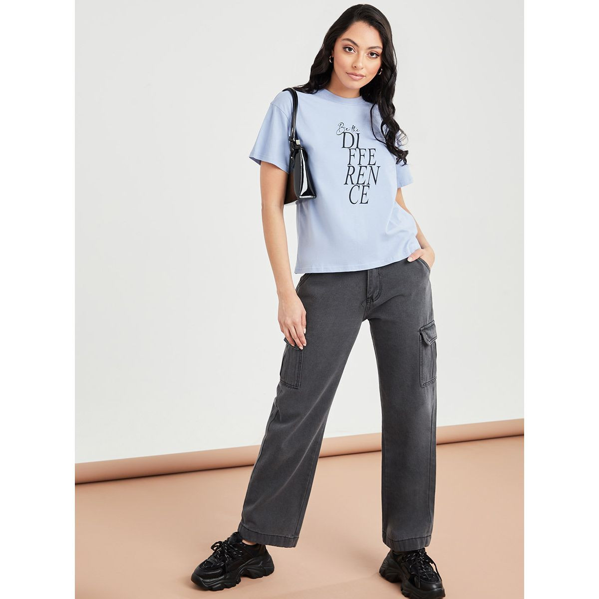 Styli Short Sleeves Be The Difference Slogan Boxy Fit T-shirt-women-clothing-tshirts-image-2