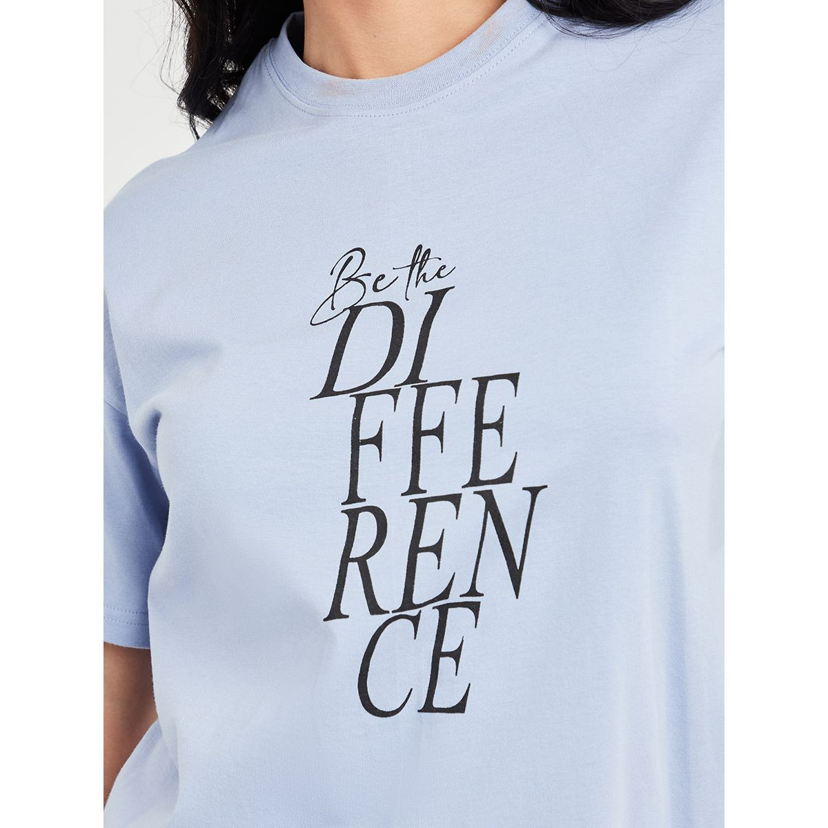 Styli Short Sleeves Be The Difference Slogan Boxy Fit T-shirt-women-clothing-tshirts-image-3