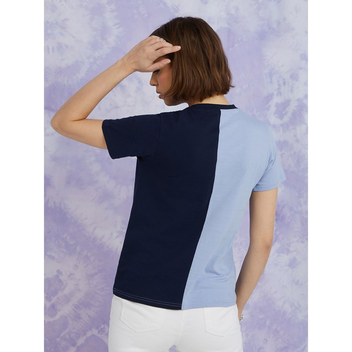 Styli Short Sleeves Colorblock Regular Fit T-shirt-women-clothing-tshirts-image-4