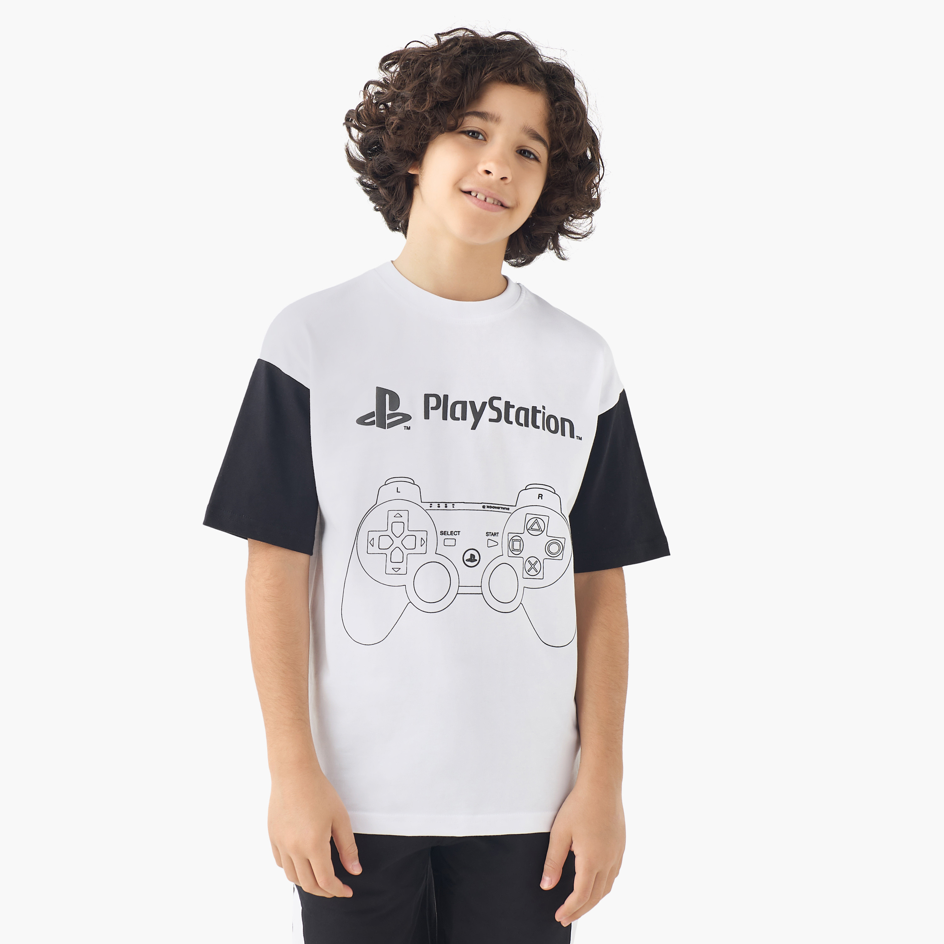 PlayStation Crew Neck Short Sleeves T-shirt and Shorts Set with Logo Print-boys-clothing-setsandcoords-image-2