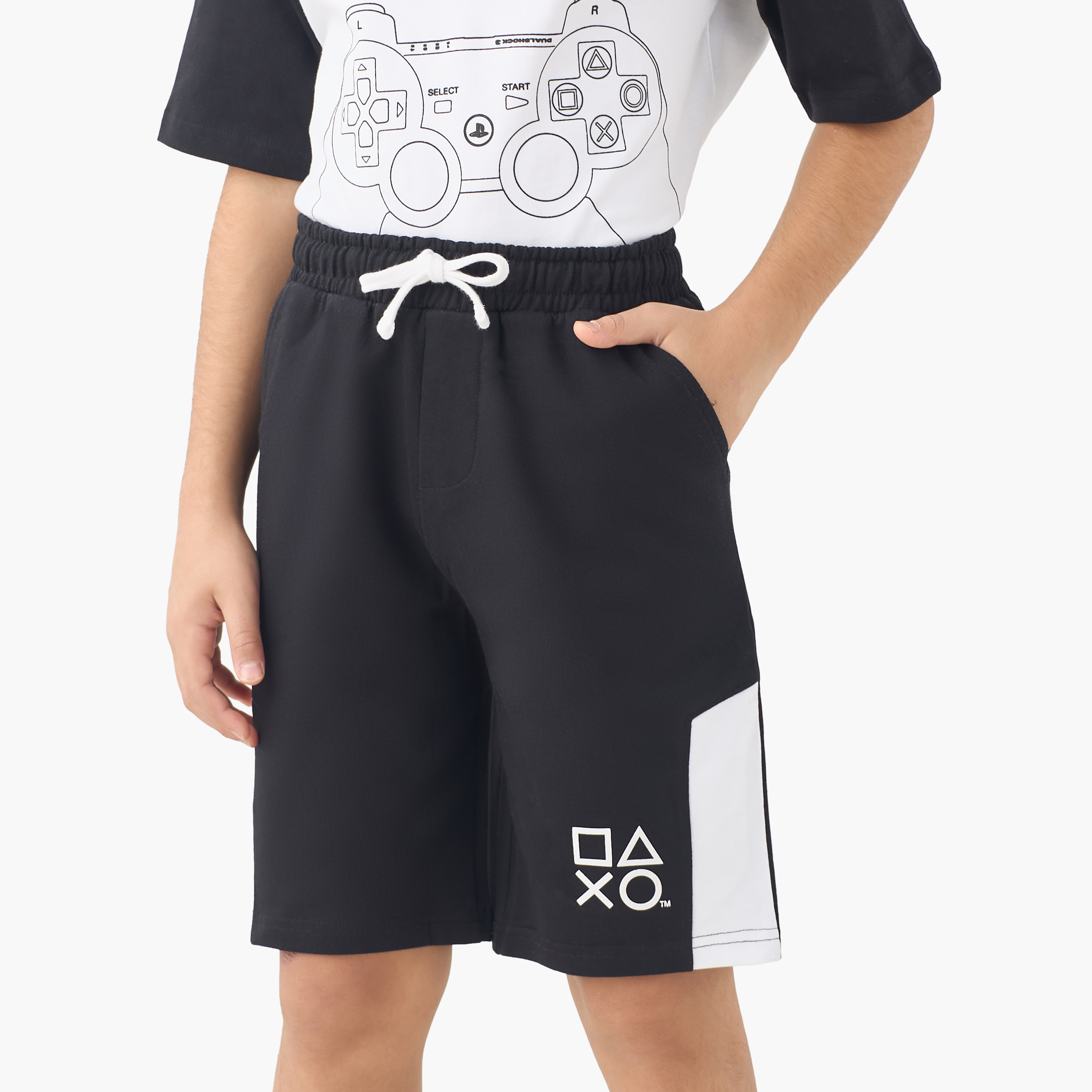 PlayStation Crew Neck Short Sleeves T-shirt and Shorts Set with Logo Print-boys-clothing-setsandcoords-image-3