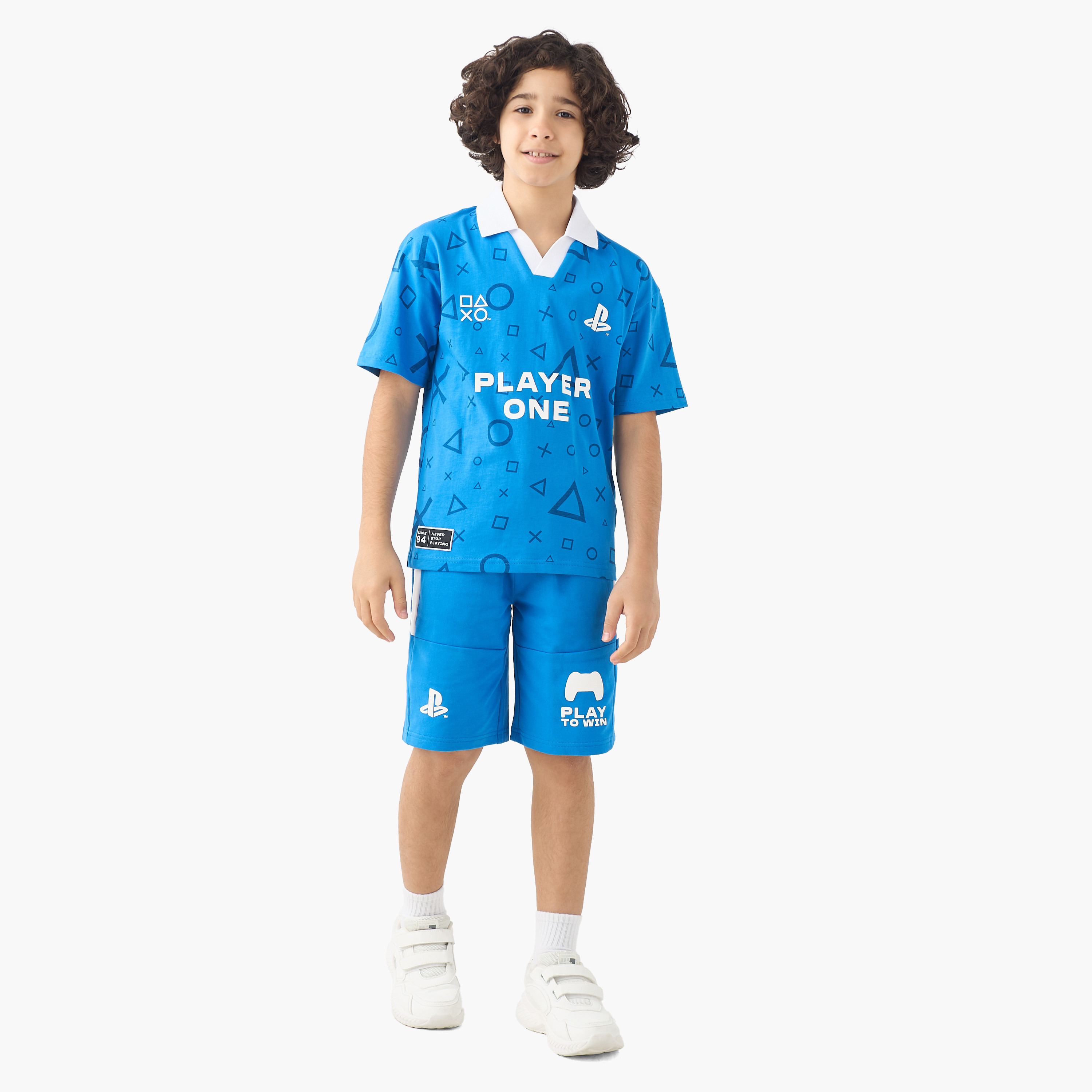 PlayStation Collared Short Sleeves Polo T-shirt with Logo Print-boys-clothing-tshirtsandpolos-image-2