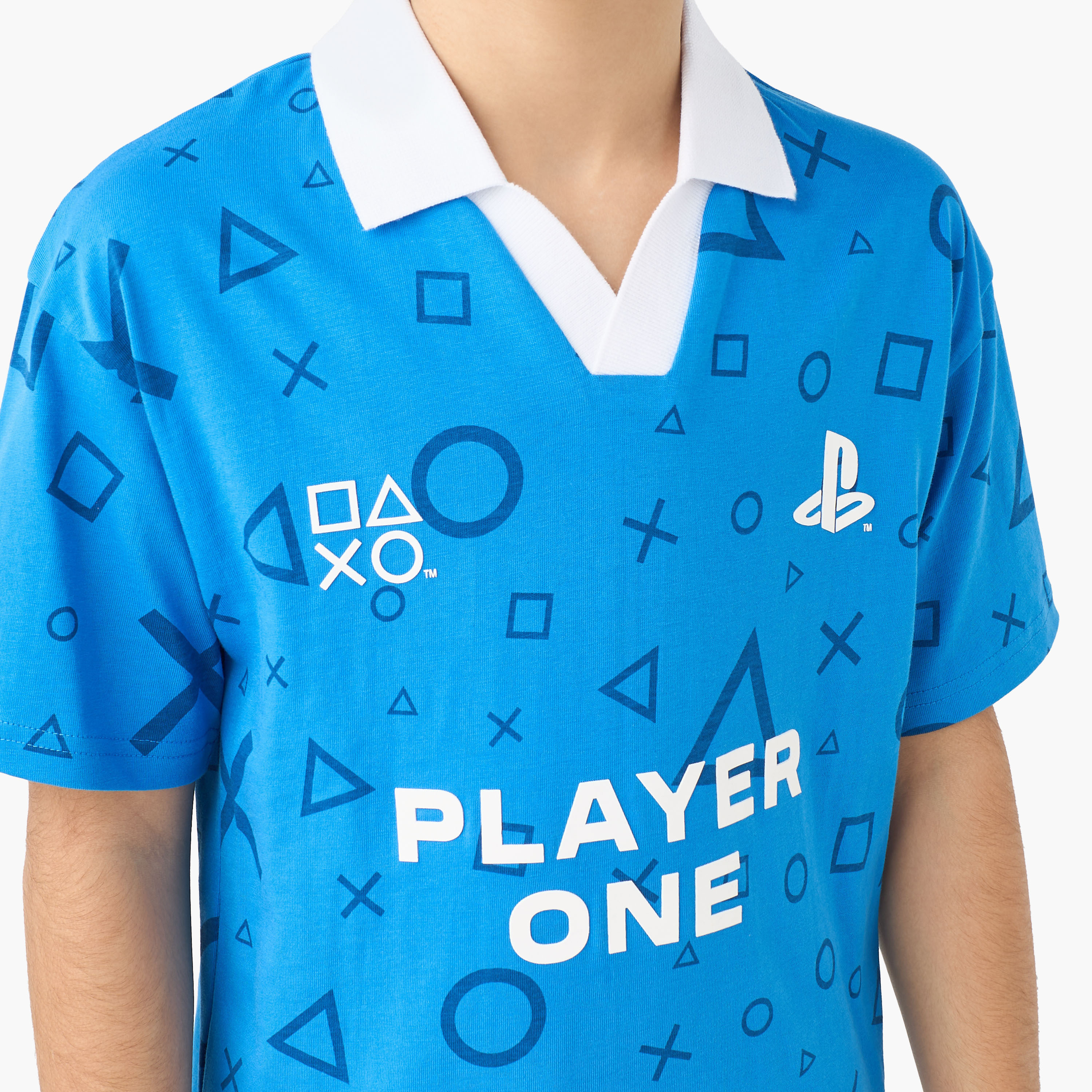 PlayStation Collared Short Sleeves Polo T-shirt with Logo Print-boys-clothing-tshirtsandpolos-image-4