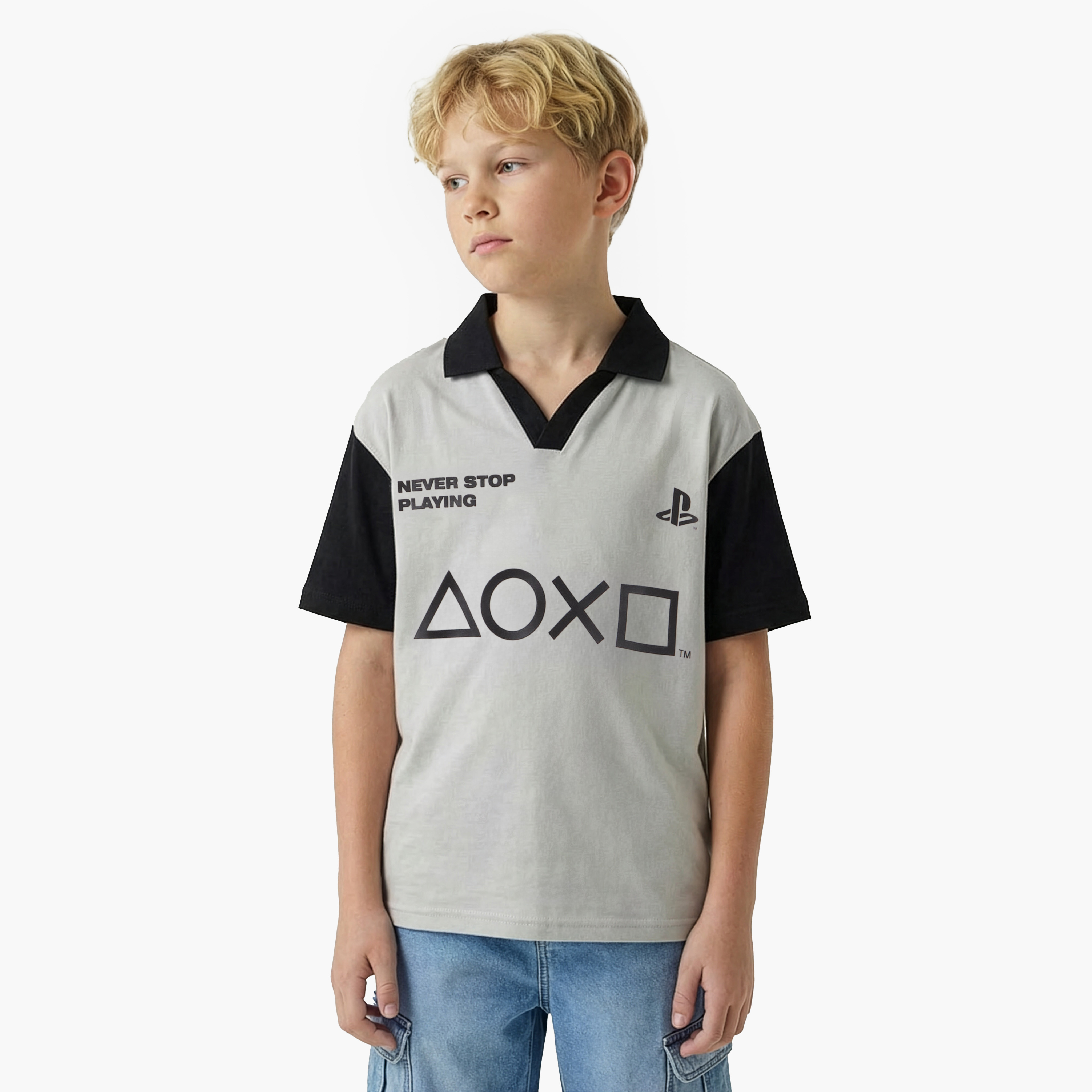 PlayStation Johnny Collar Short Sleeves T-shirt with Logo Print-boys-clothing-tshirtsandpolos-image-1