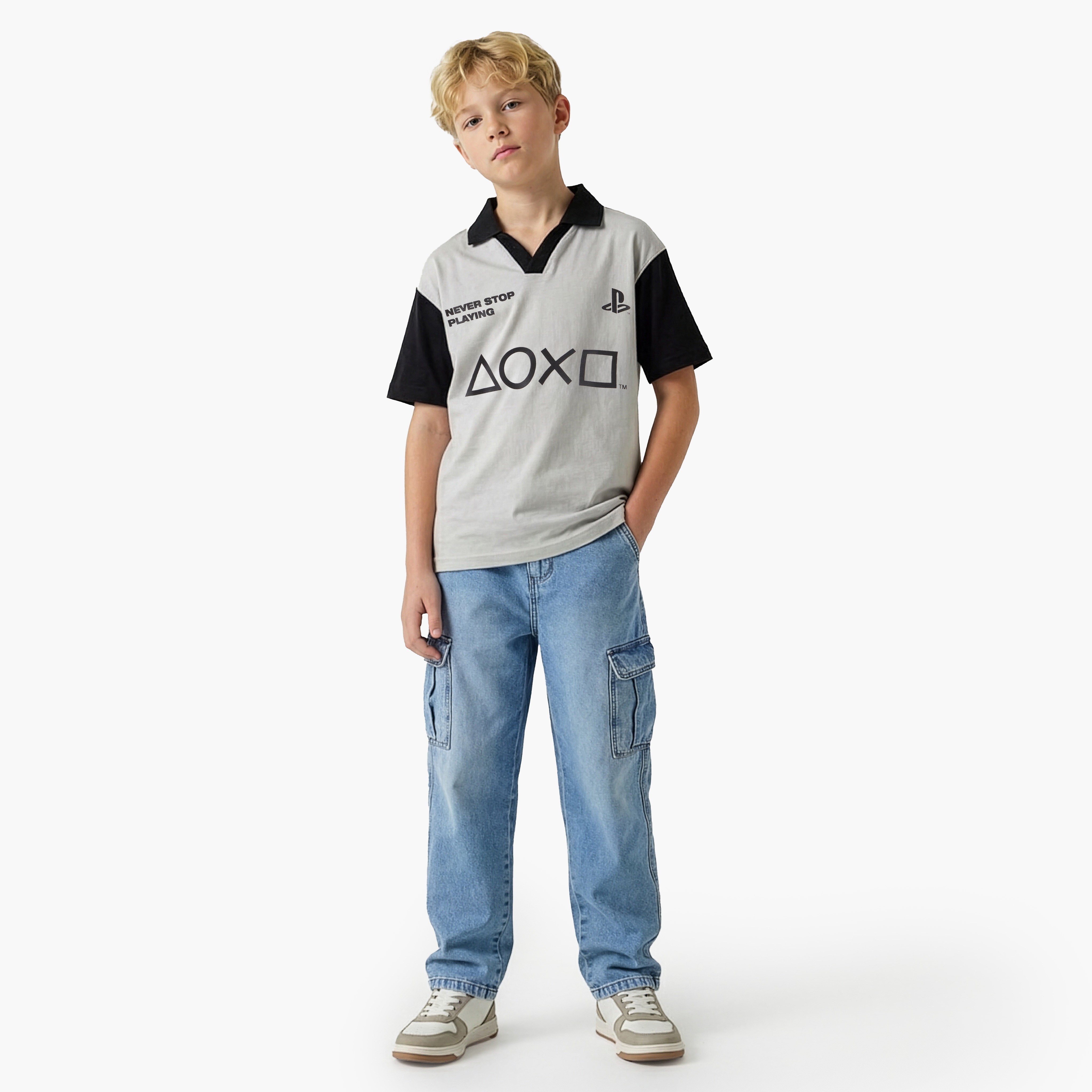 PlayStation Johnny Collar Short Sleeves T-shirt with Logo Print-boys-clothing-tshirtsandpolos-image-2