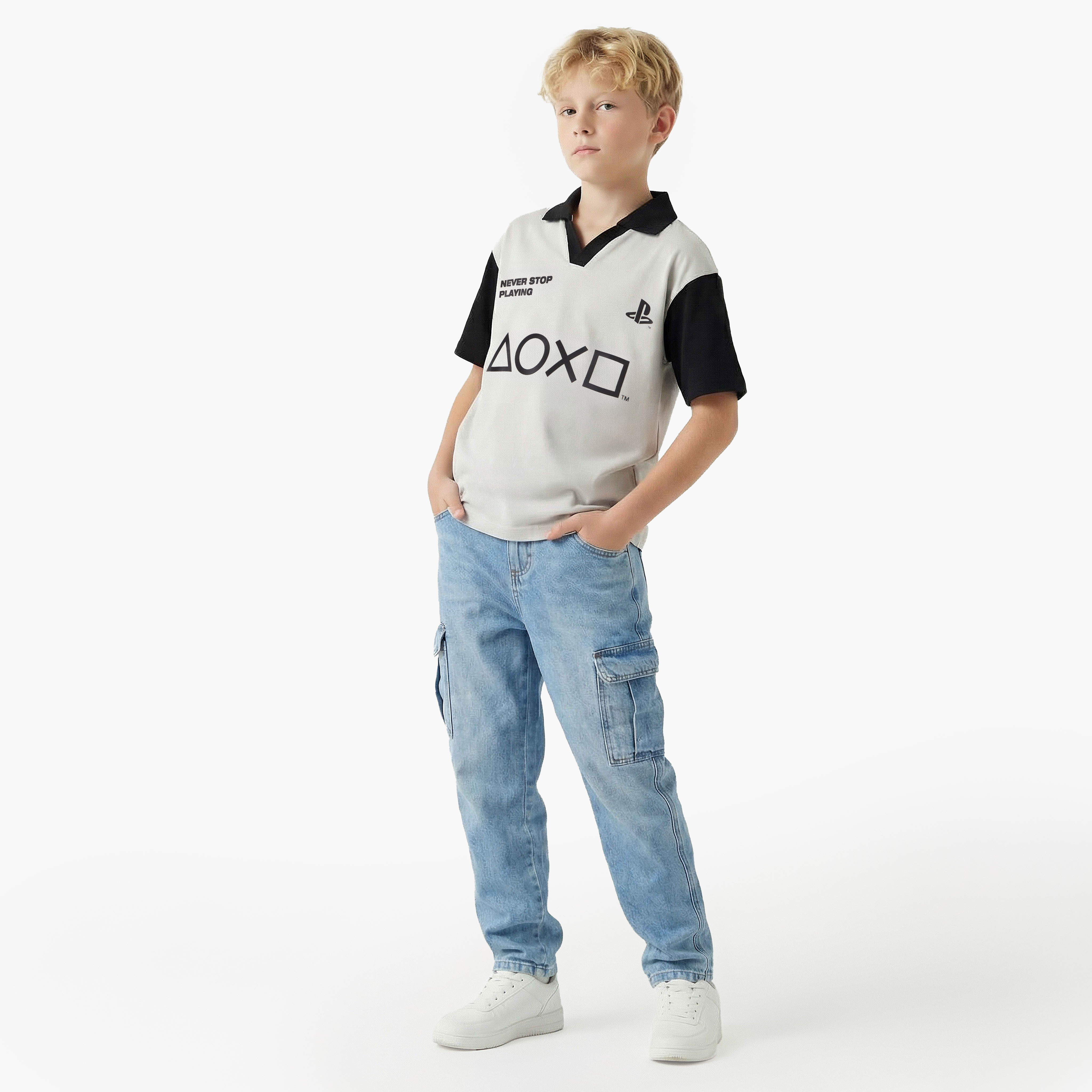 PlayStation Johnny Collar Short Sleeves T-shirt with Logo Print-boys-clothing-tshirtsandpolos-image-4