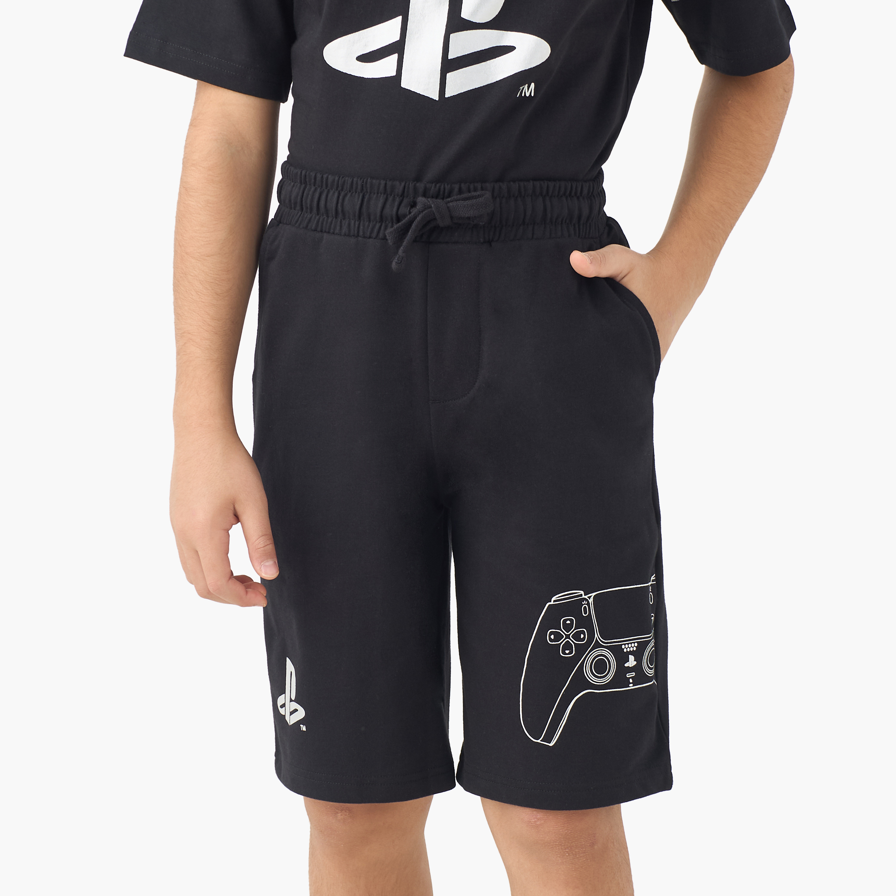 PlayStation Crew Neck Short Sleeves T-shirt and Shorts Set with Logo Print-boys-clothing-setsandcoords-image-3
