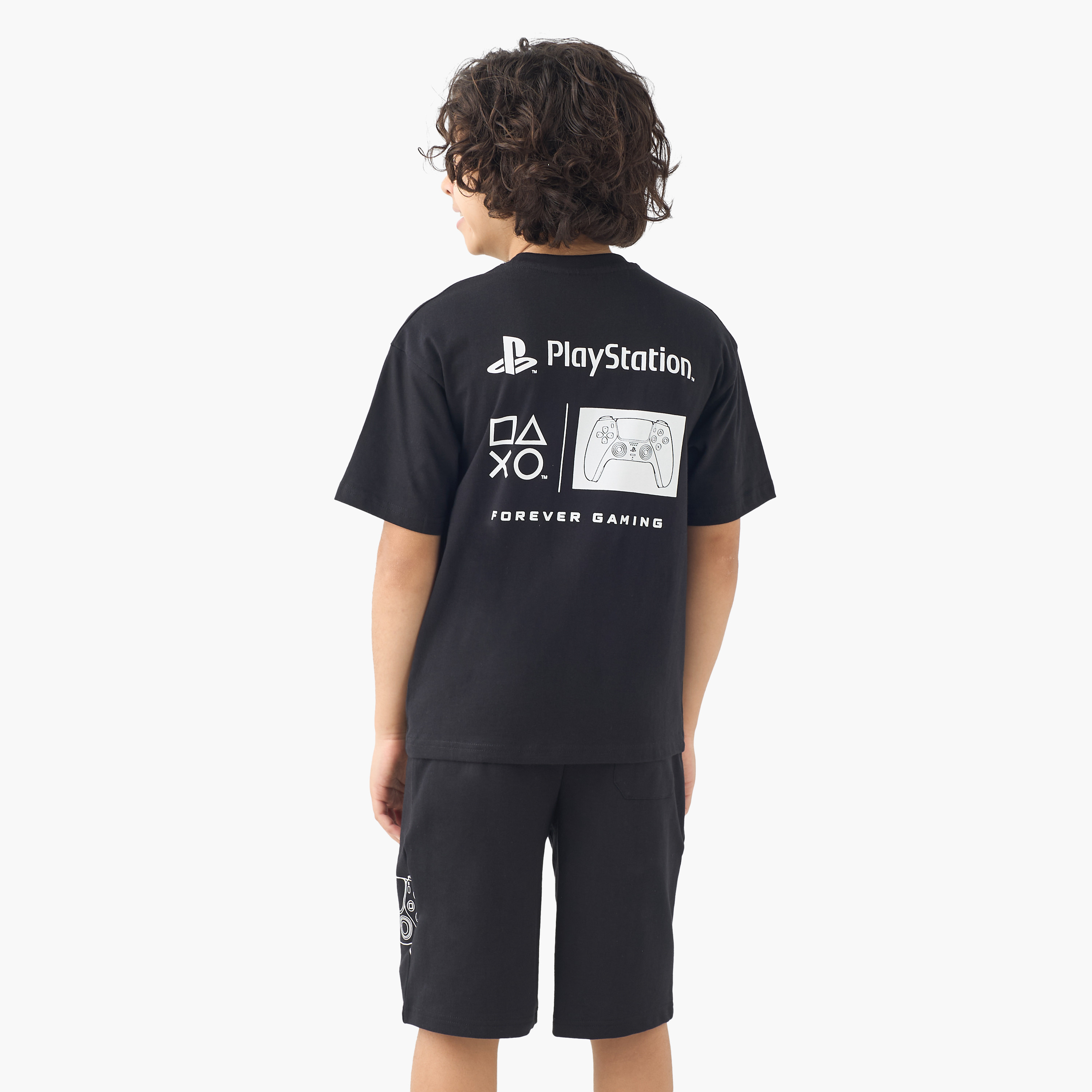 PlayStation Crew Neck Short Sleeves T-shirt and Shorts Set with Logo Print-boys-clothing-setsandcoords-image-4