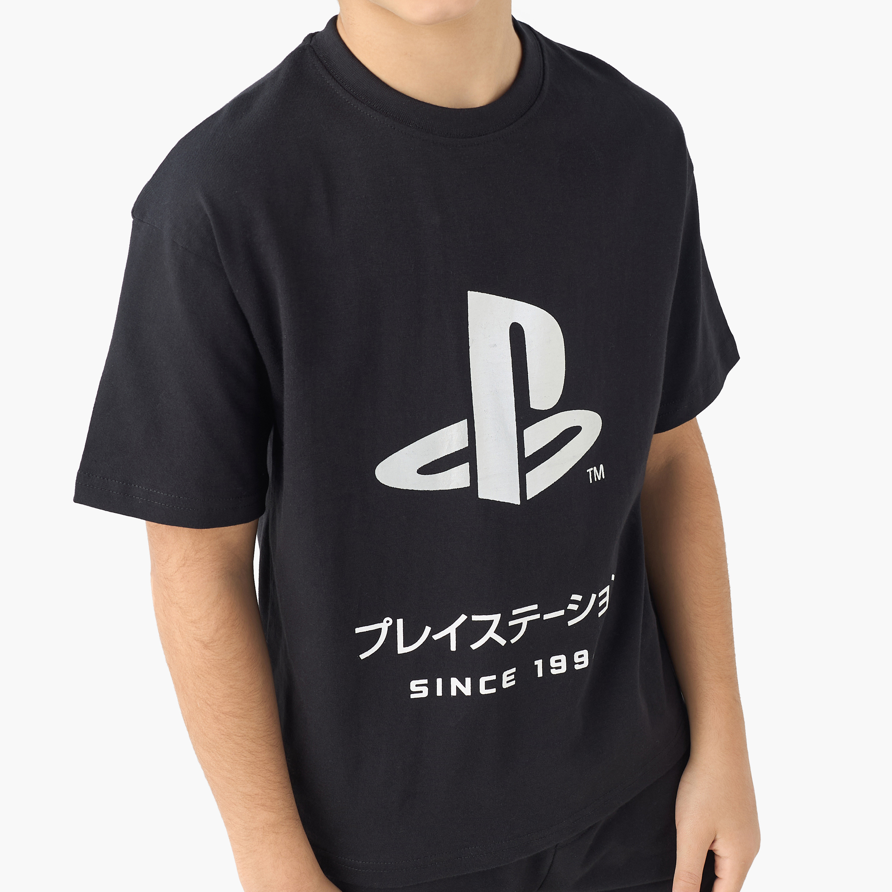 PlayStation Crew Neck Short Sleeves T-shirt and Shorts Set with Logo Print-boys-clothing-setsandcoords-image-5