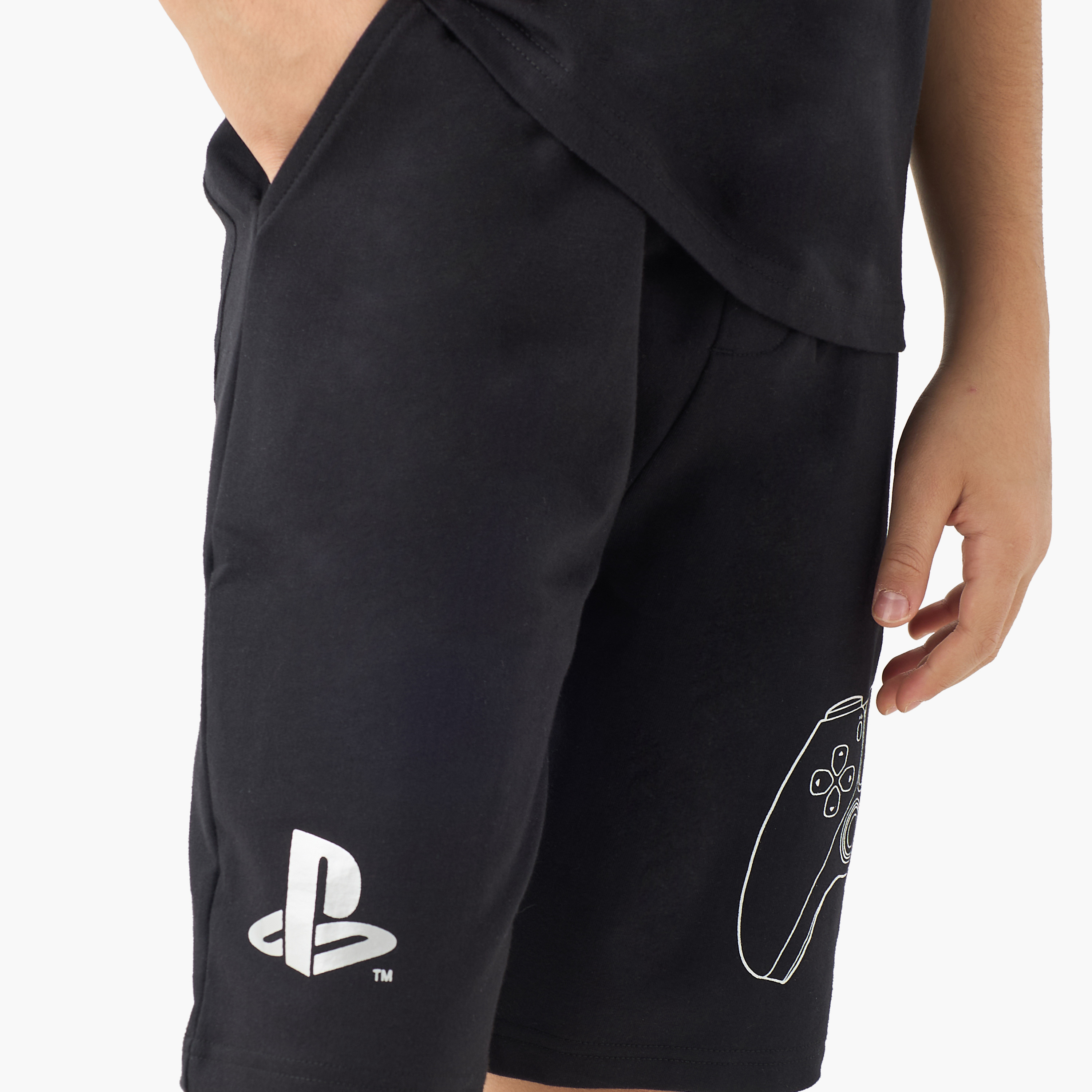 PlayStation Crew Neck Short Sleeves T-shirt and Shorts Set with Logo Print-boys-clothing-setsandcoords-image-6