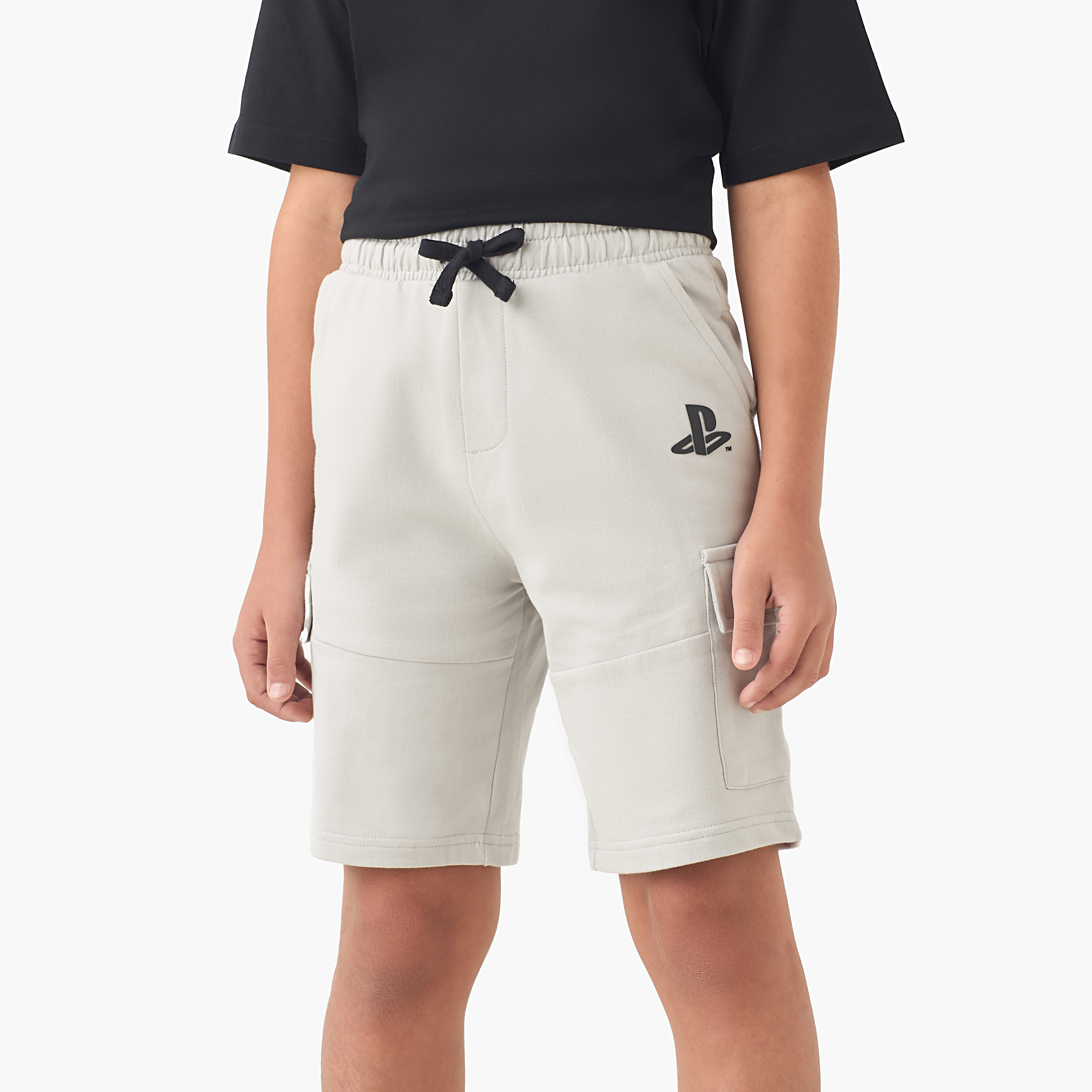PlayStation Elasticated Drawstring Shorts with Logo-boys-clothing-bottoms-shorts-image-1